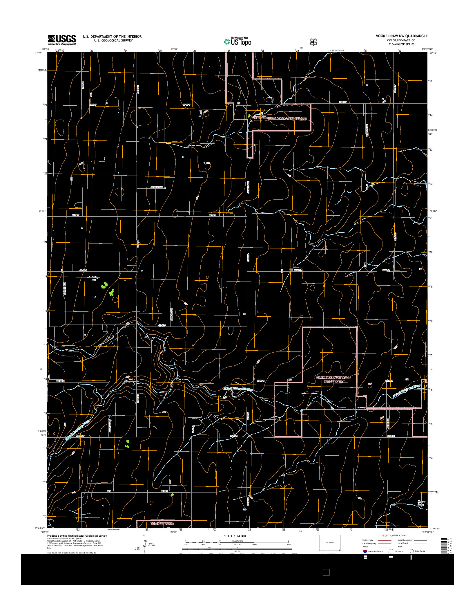 USGS US TOPO 7.5-MINUTE MAP FOR MOORE DRAW NW, CO 2016