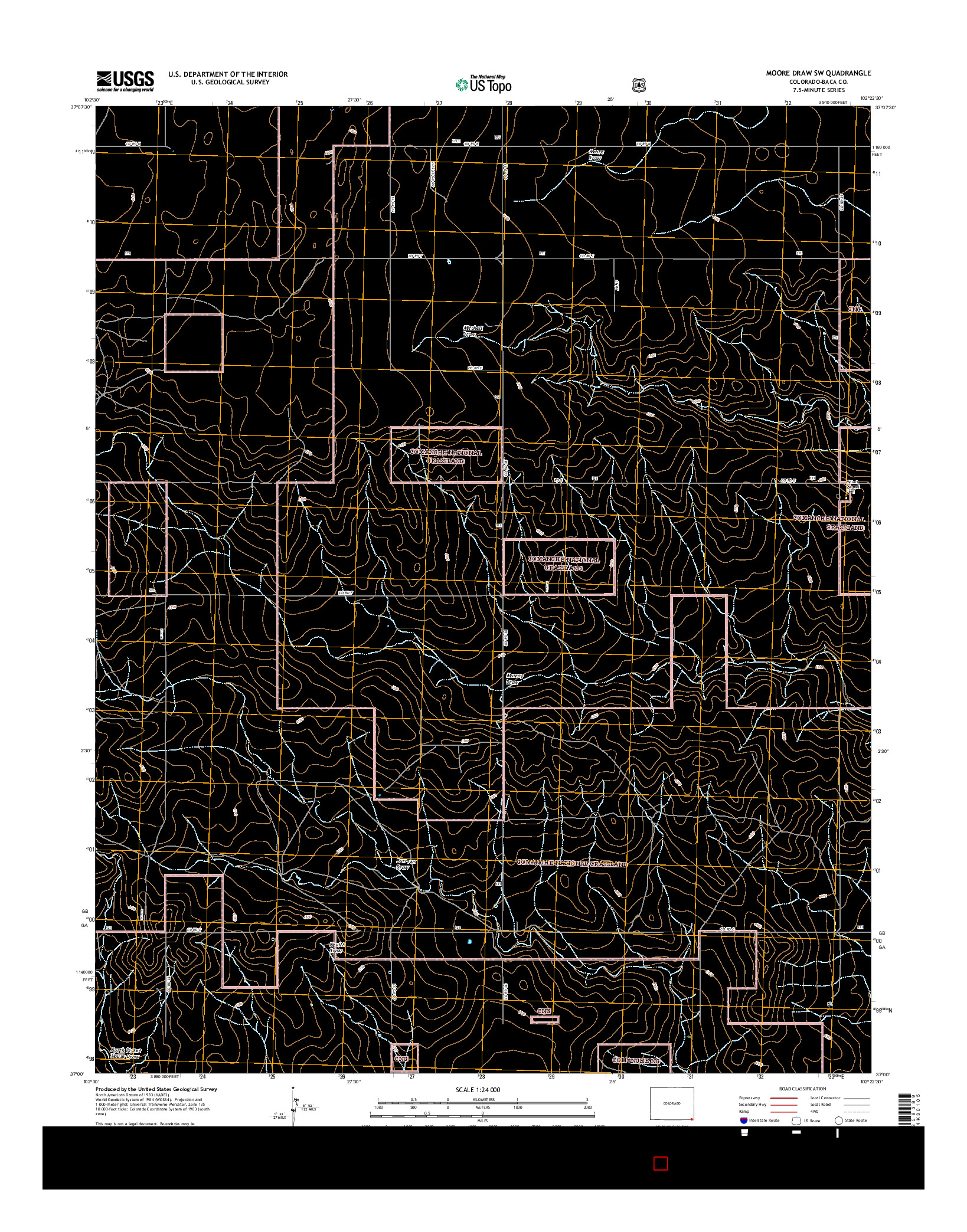 USGS US TOPO 7.5-MINUTE MAP FOR MOORE DRAW SW, CO 2016