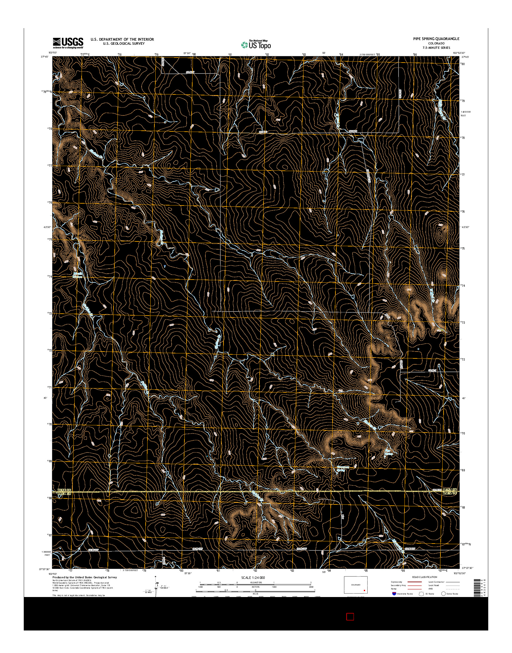 USGS US TOPO 7.5-MINUTE MAP FOR PIPE SPRING, CO 2016