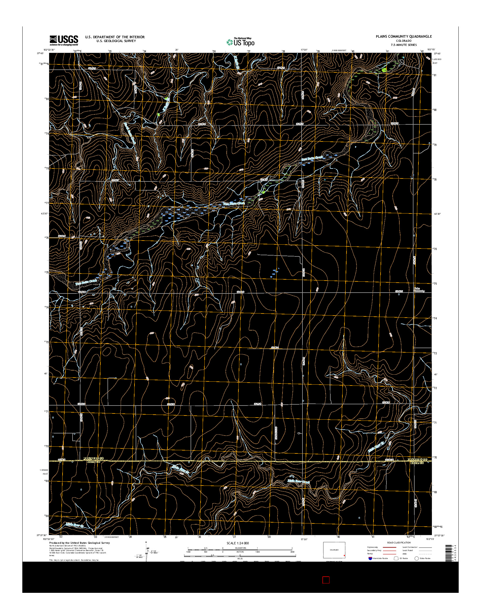 USGS US TOPO 7.5-MINUTE MAP FOR PLAINS COMMUNITY, CO 2016