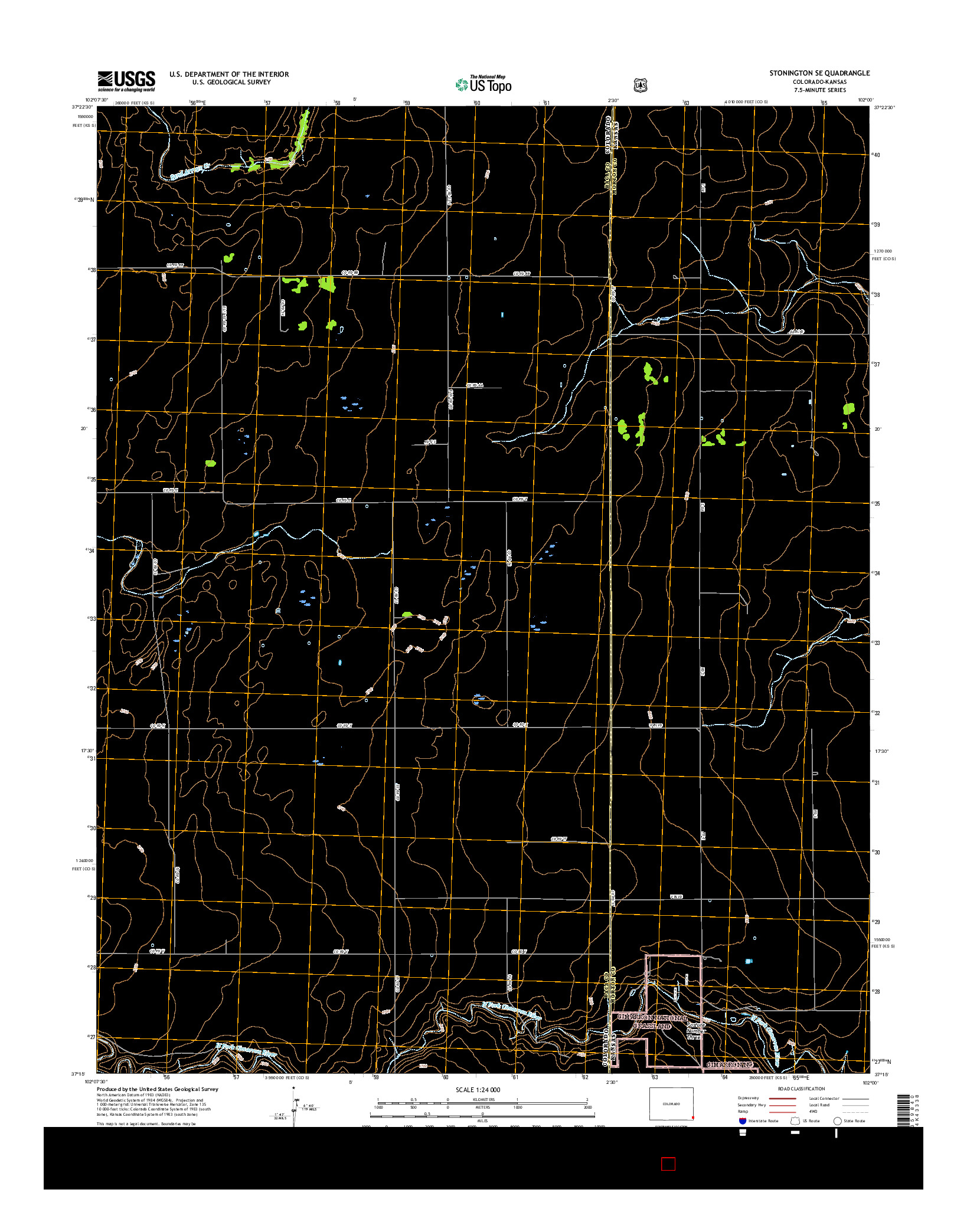 USGS US TOPO 7.5-MINUTE MAP FOR STONINGTON SE, CO-KS 2016