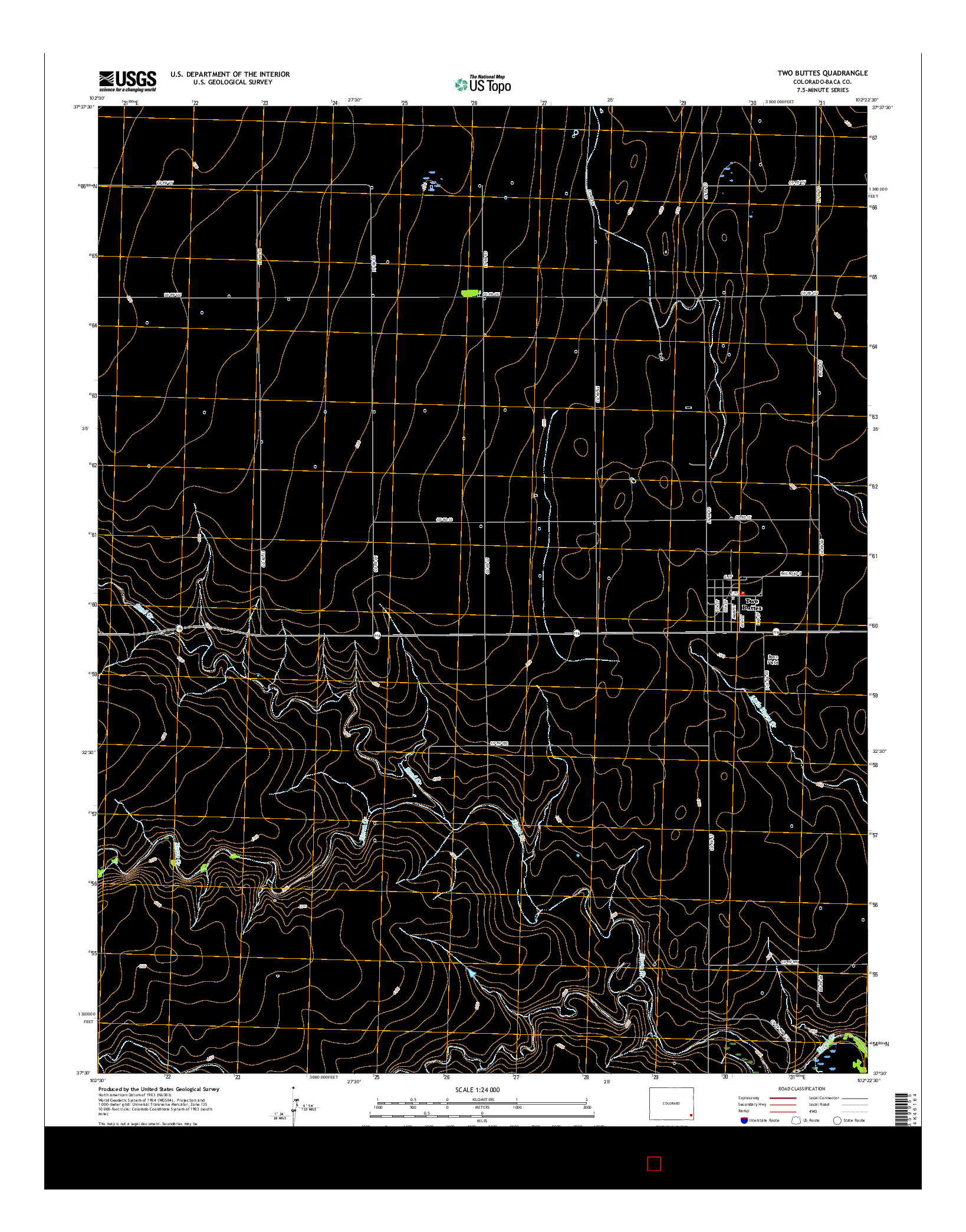 USGS US TOPO 7.5-MINUTE MAP FOR TWO BUTTES, CO 2016