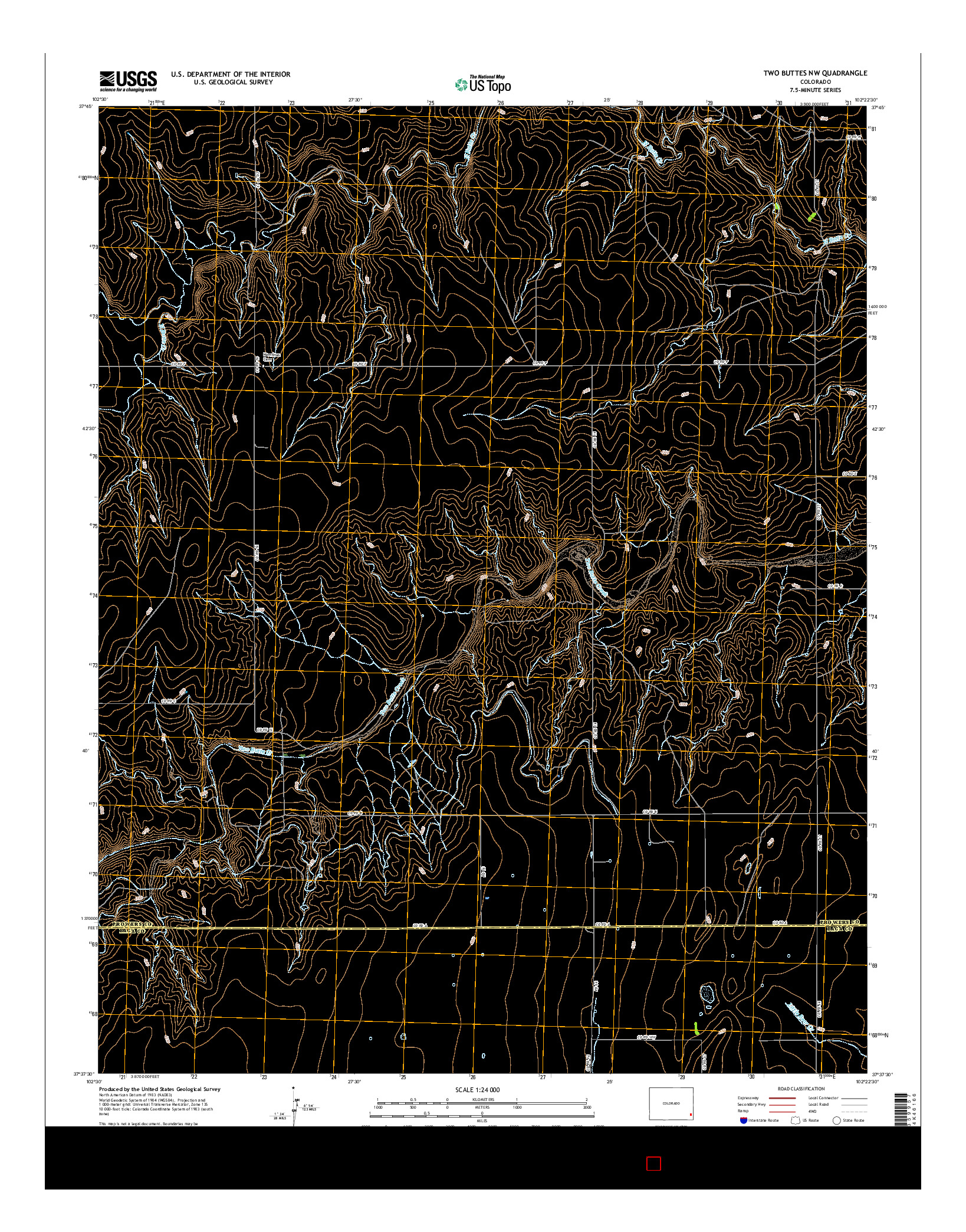 USGS US TOPO 7.5-MINUTE MAP FOR TWO BUTTES NW, CO 2016