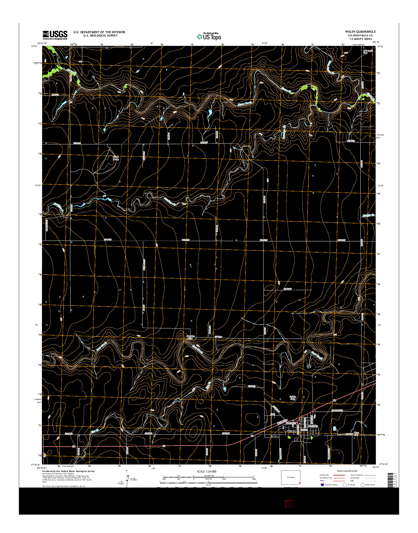 USGS US TOPO 7.5-MINUTE MAP FOR WALSH, CO 2016