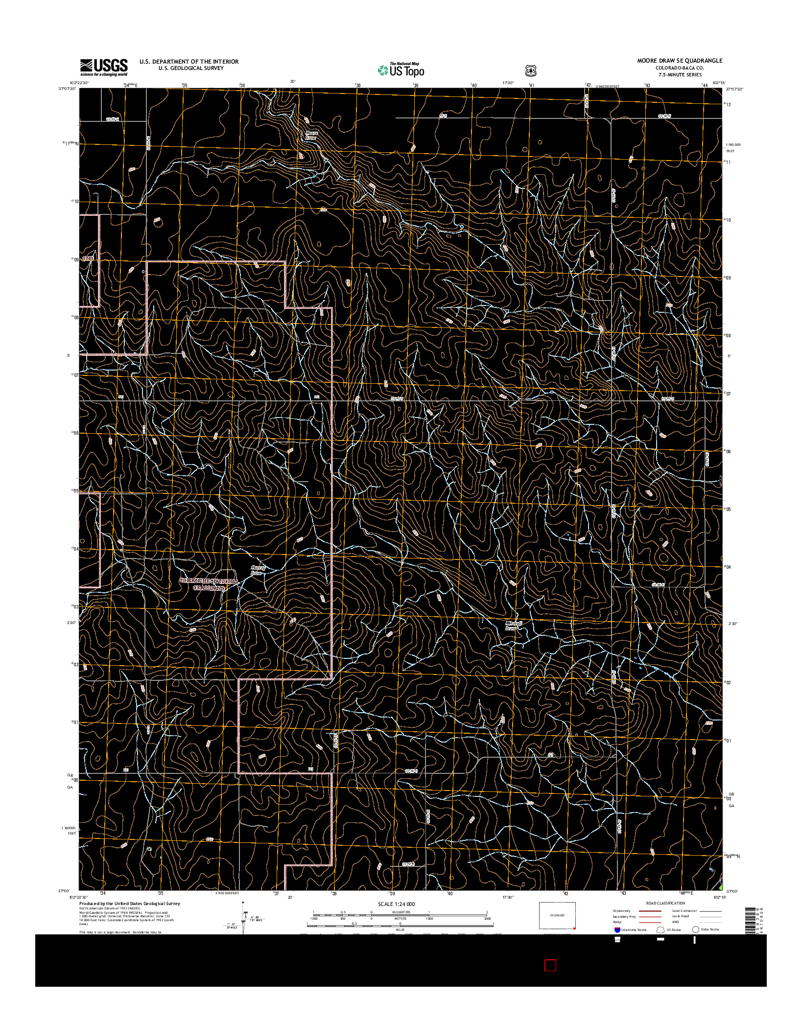 USGS US TOPO 7.5-MINUTE MAP FOR MOORE DRAW SE, CO 2016