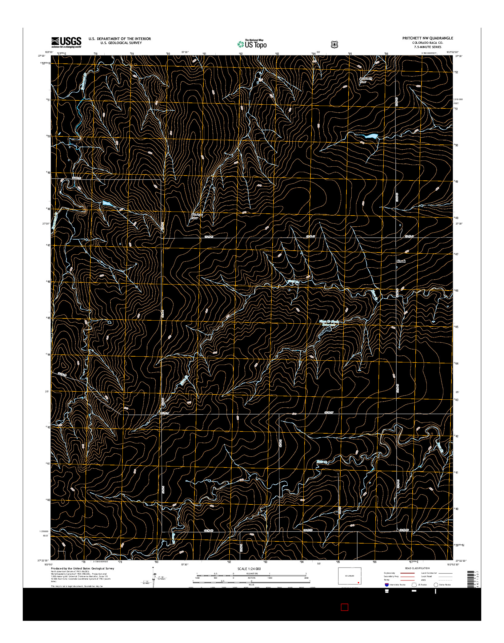 USGS US TOPO 7.5-MINUTE MAP FOR PRITCHETT NW, CO 2016