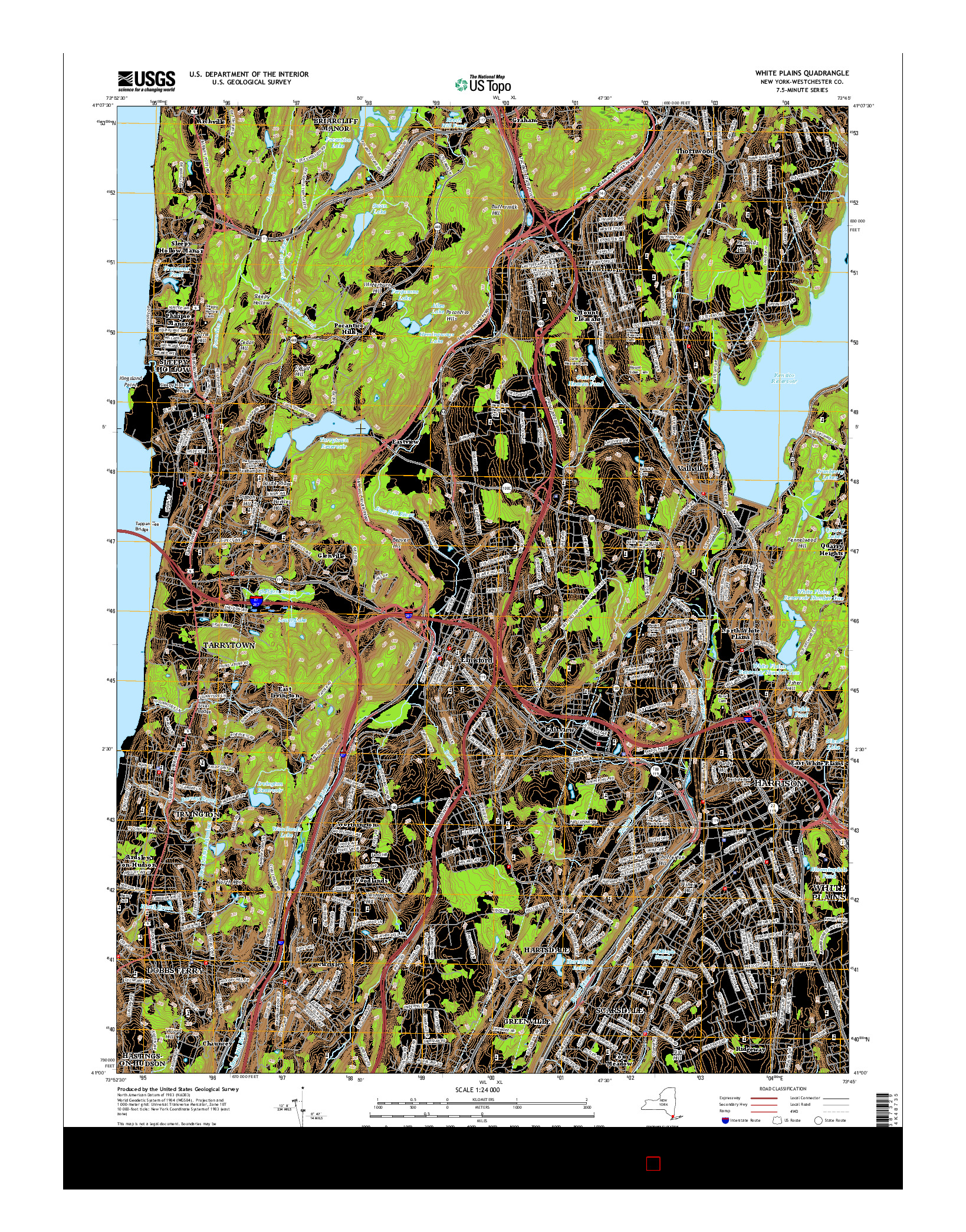 USGS US TOPO 7.5-MINUTE MAP FOR WHITE PLAINS, NY 2016