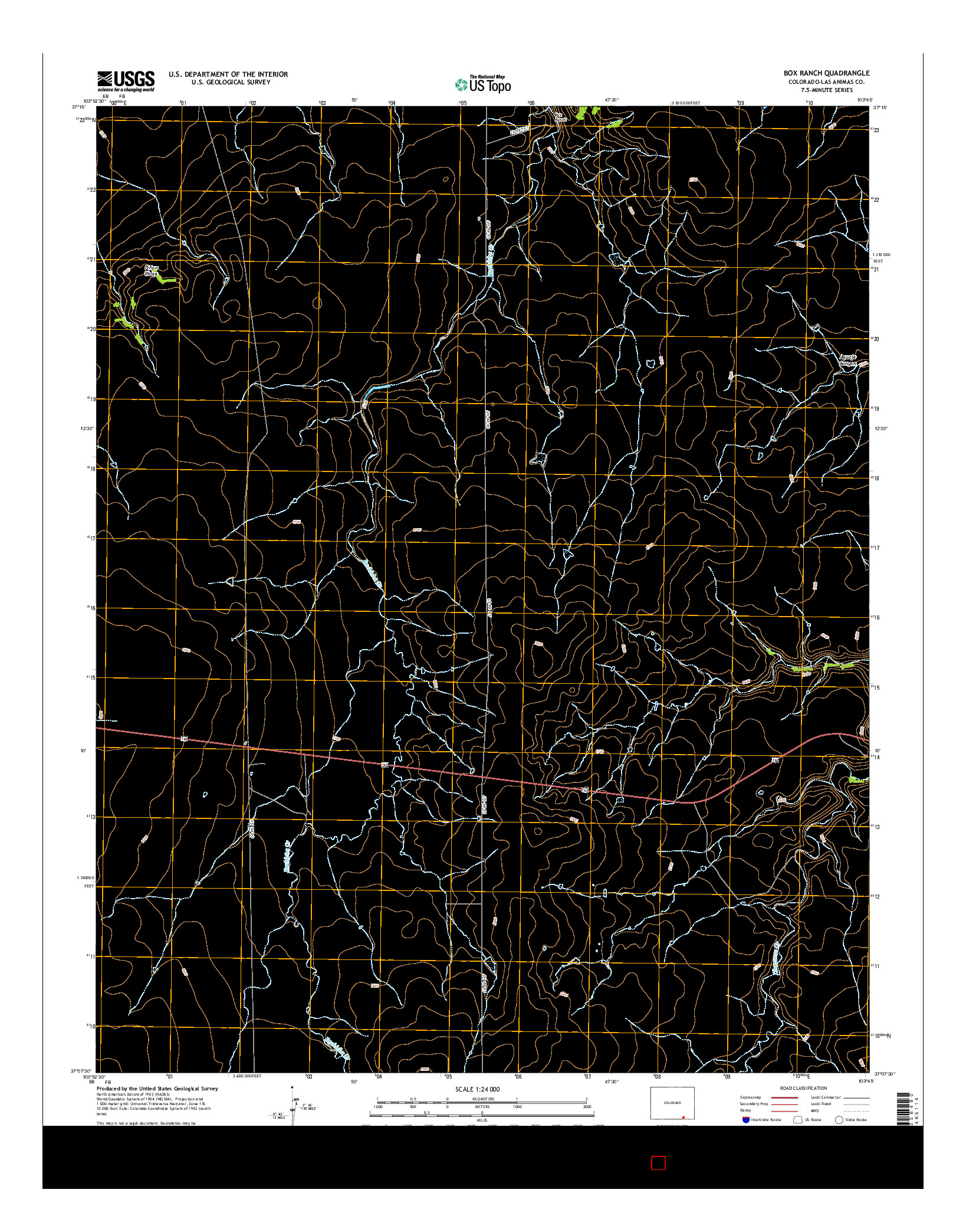 USGS US TOPO 7.5-MINUTE MAP FOR BOX RANCH, CO 2016