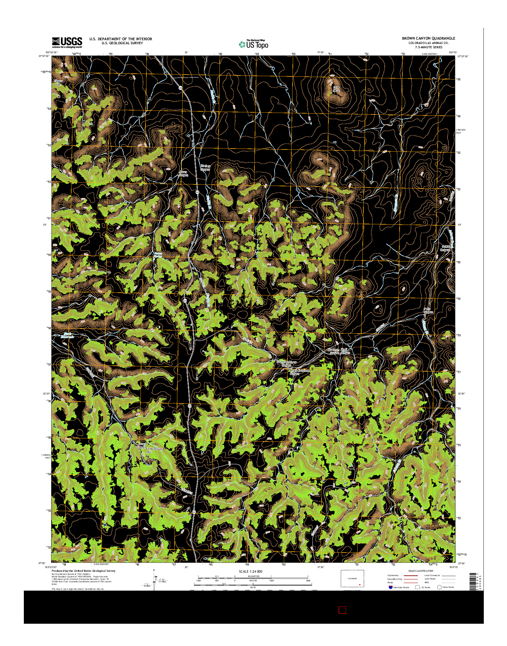 USGS US TOPO 7.5-MINUTE MAP FOR BROWN CANYON, CO 2016