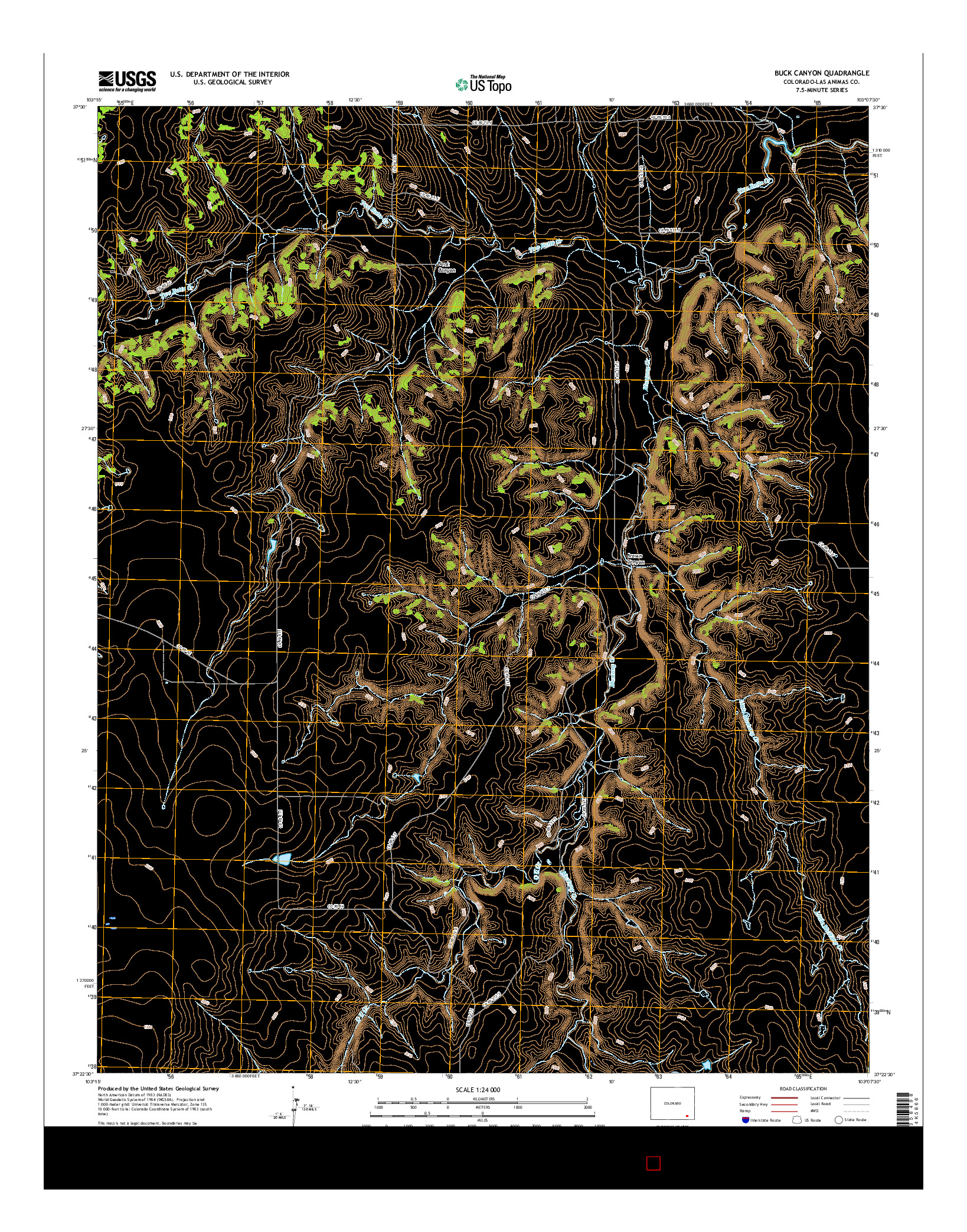 USGS US TOPO 7.5-MINUTE MAP FOR BUCK CANYON, CO 2016