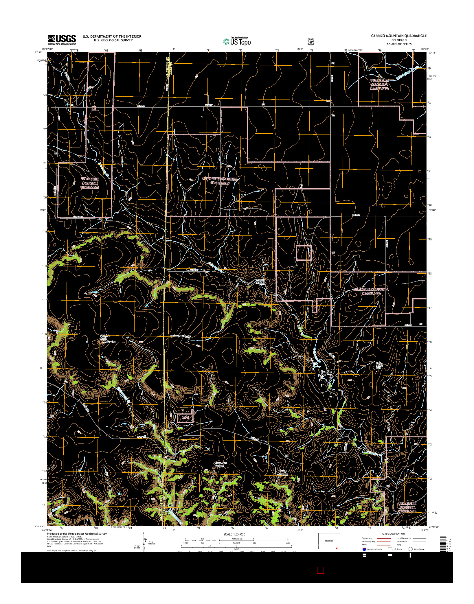 USGS US TOPO 7.5-MINUTE MAP FOR CARRIZO MOUNTAIN, CO 2016