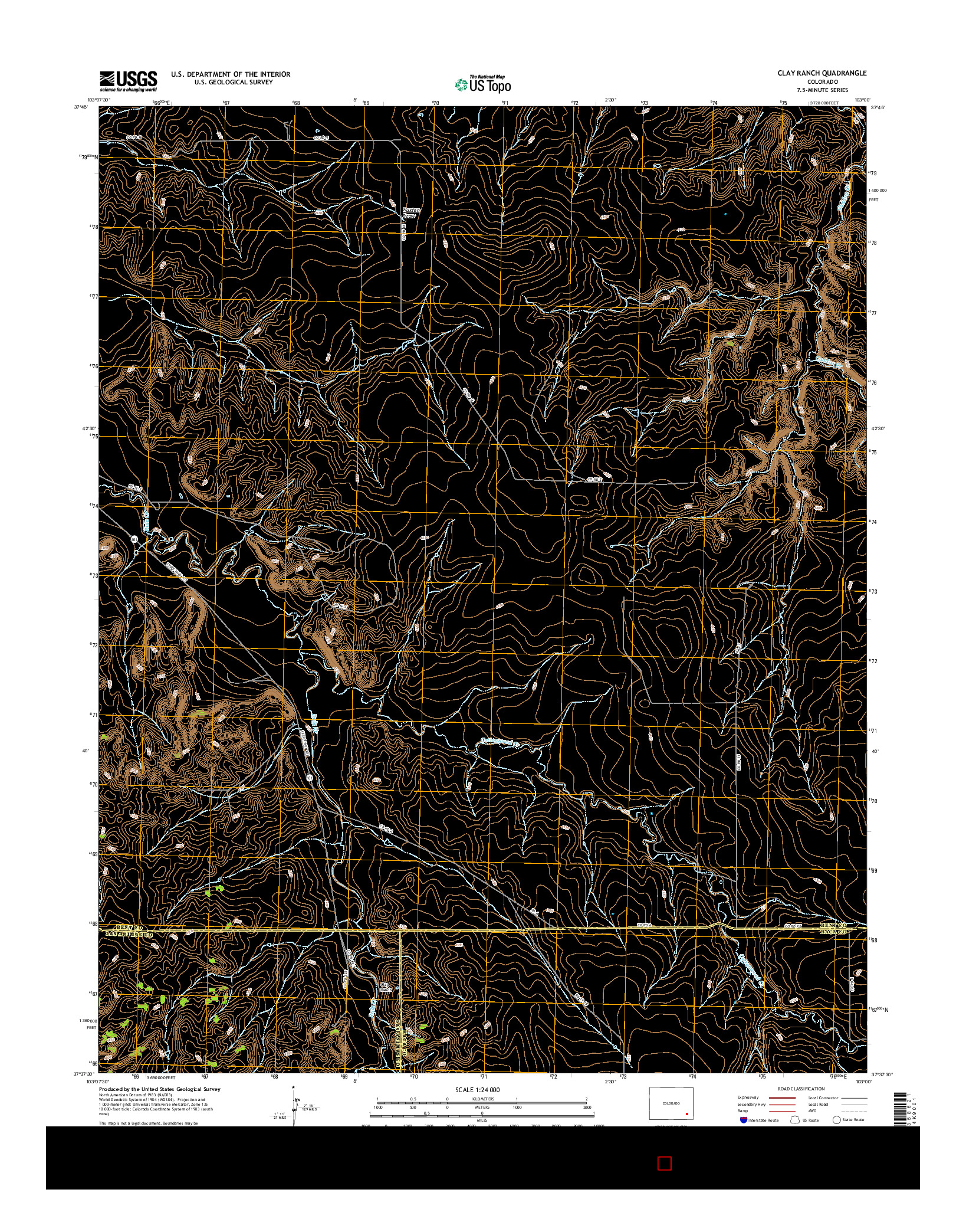 USGS US TOPO 7.5-MINUTE MAP FOR CLAY RANCH, CO 2016