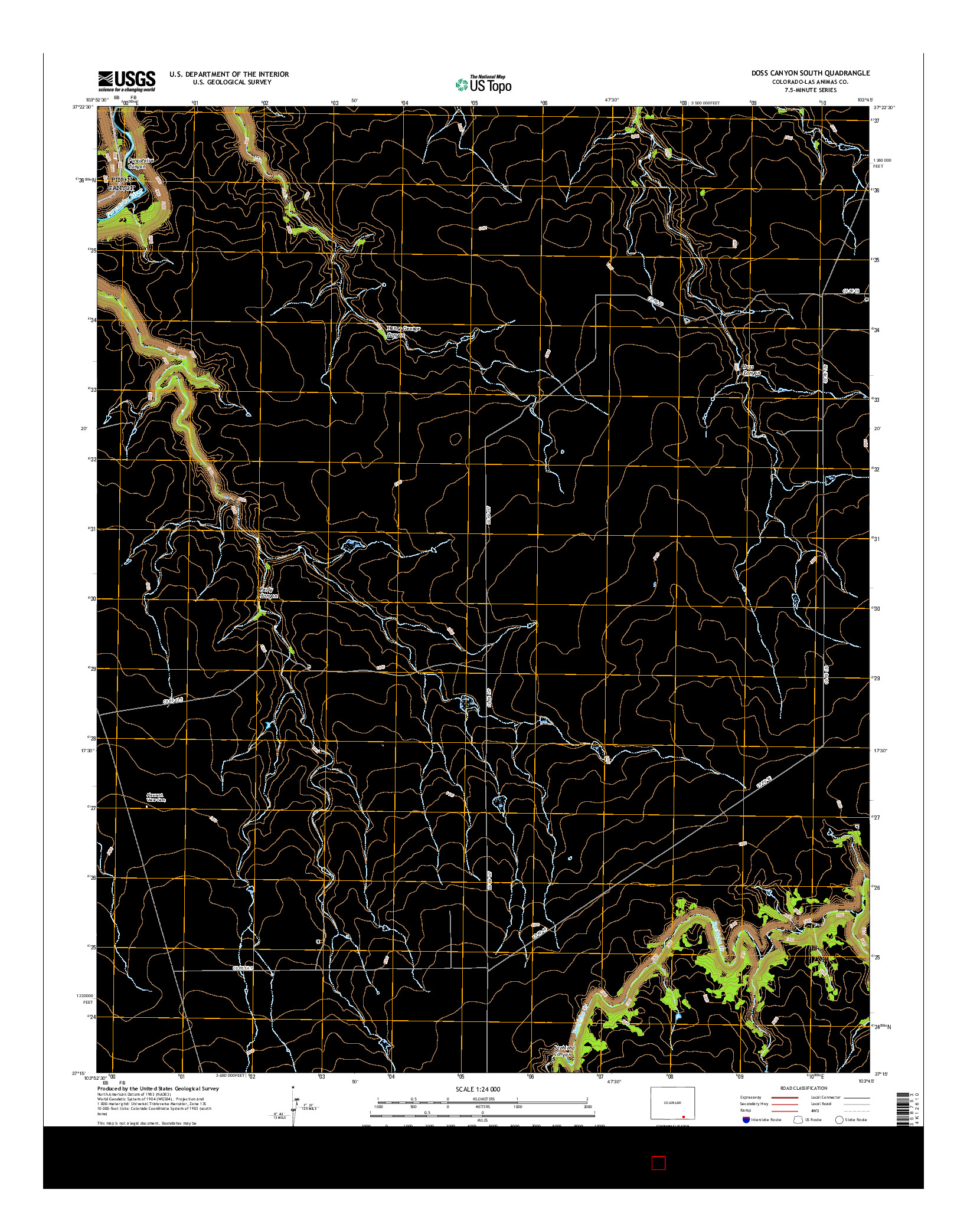 USGS US TOPO 7.5-MINUTE MAP FOR DOSS CANYON SOUTH, CO 2016