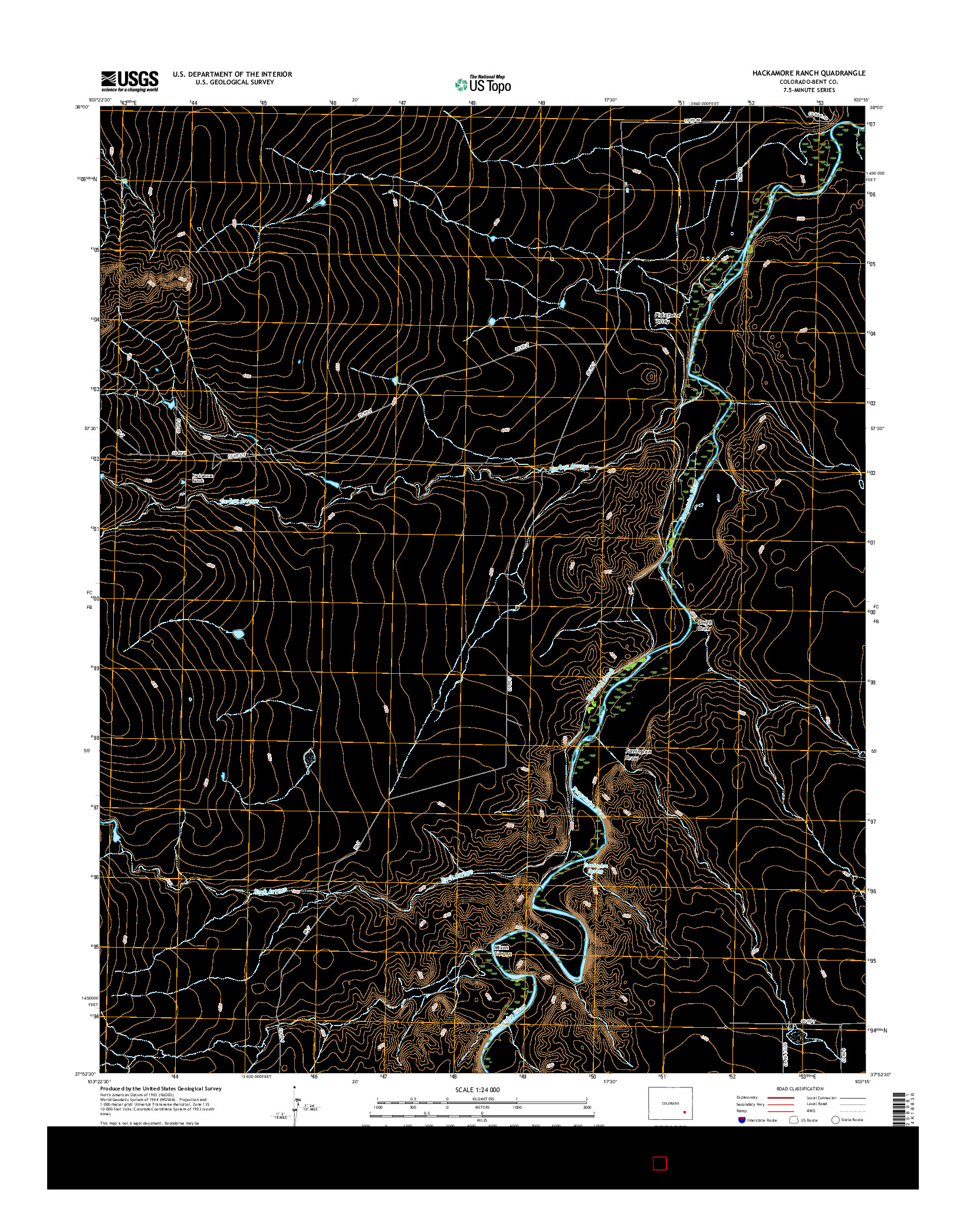 USGS US TOPO 7.5-MINUTE MAP FOR HACKAMORE RANCH, CO 2016