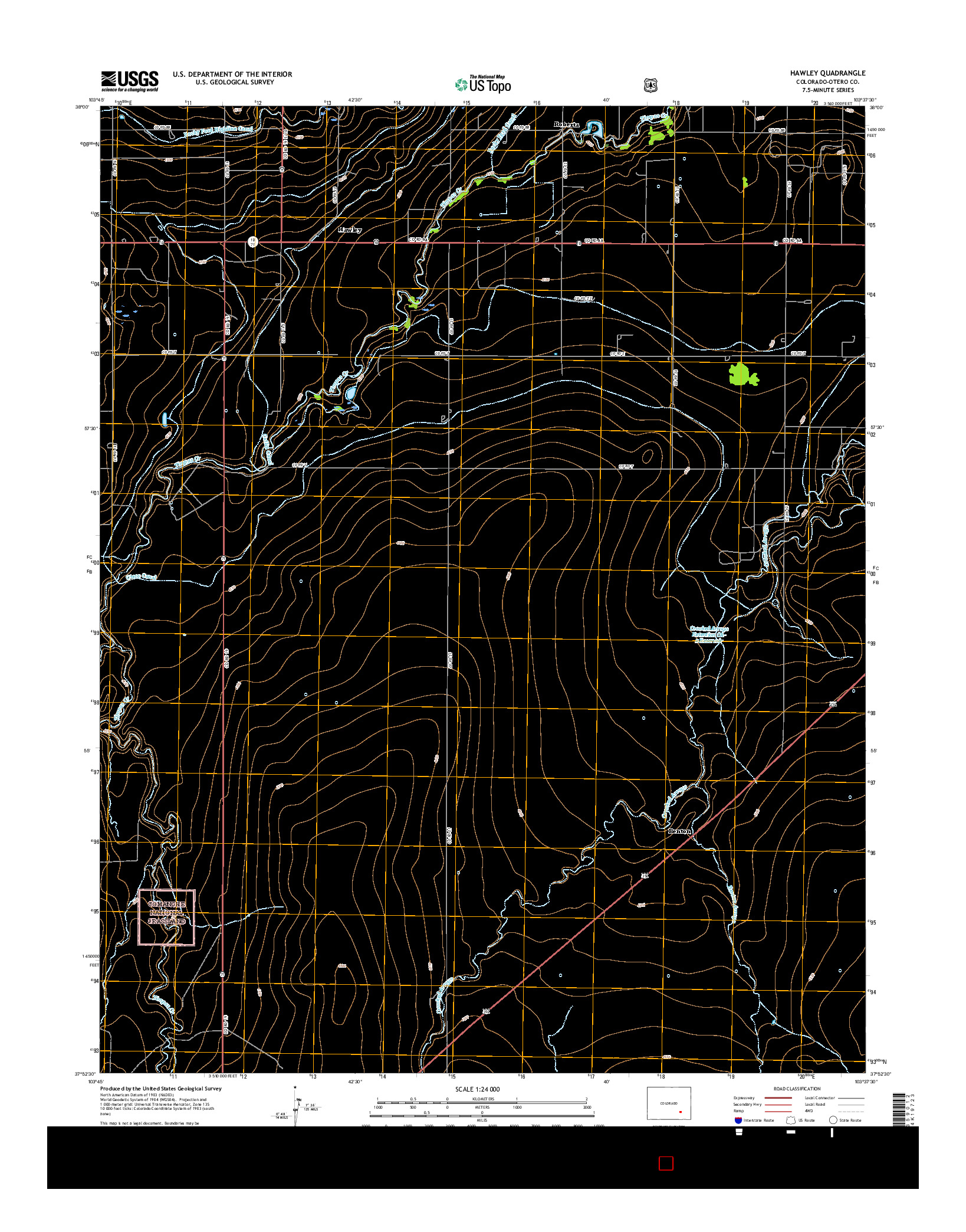 USGS US TOPO 7.5-MINUTE MAP FOR HAWLEY, CO 2016