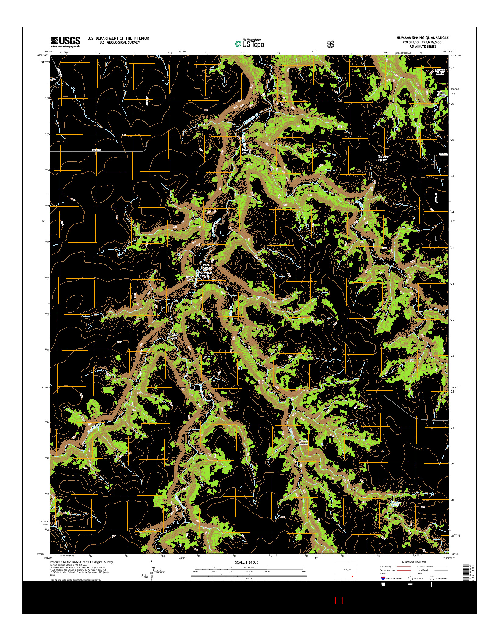 USGS US TOPO 7.5-MINUTE MAP FOR HUMBAR SPRING, CO 2016