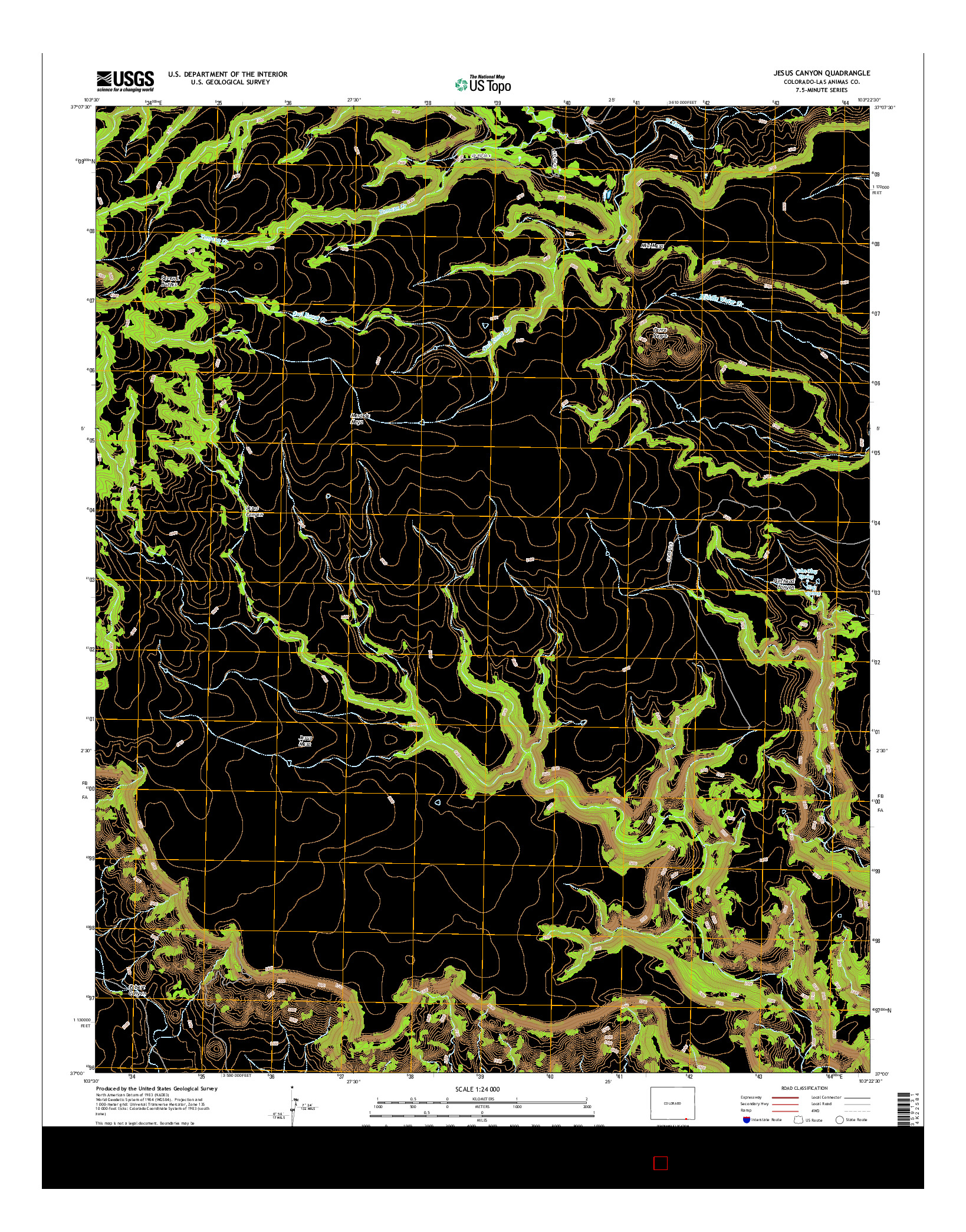 USGS US TOPO 7.5-MINUTE MAP FOR JESUS CANYON, CO 2016