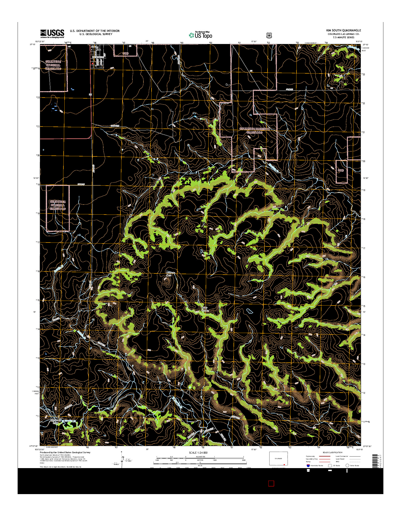 USGS US TOPO 7.5-MINUTE MAP FOR KIM SOUTH, CO 2016