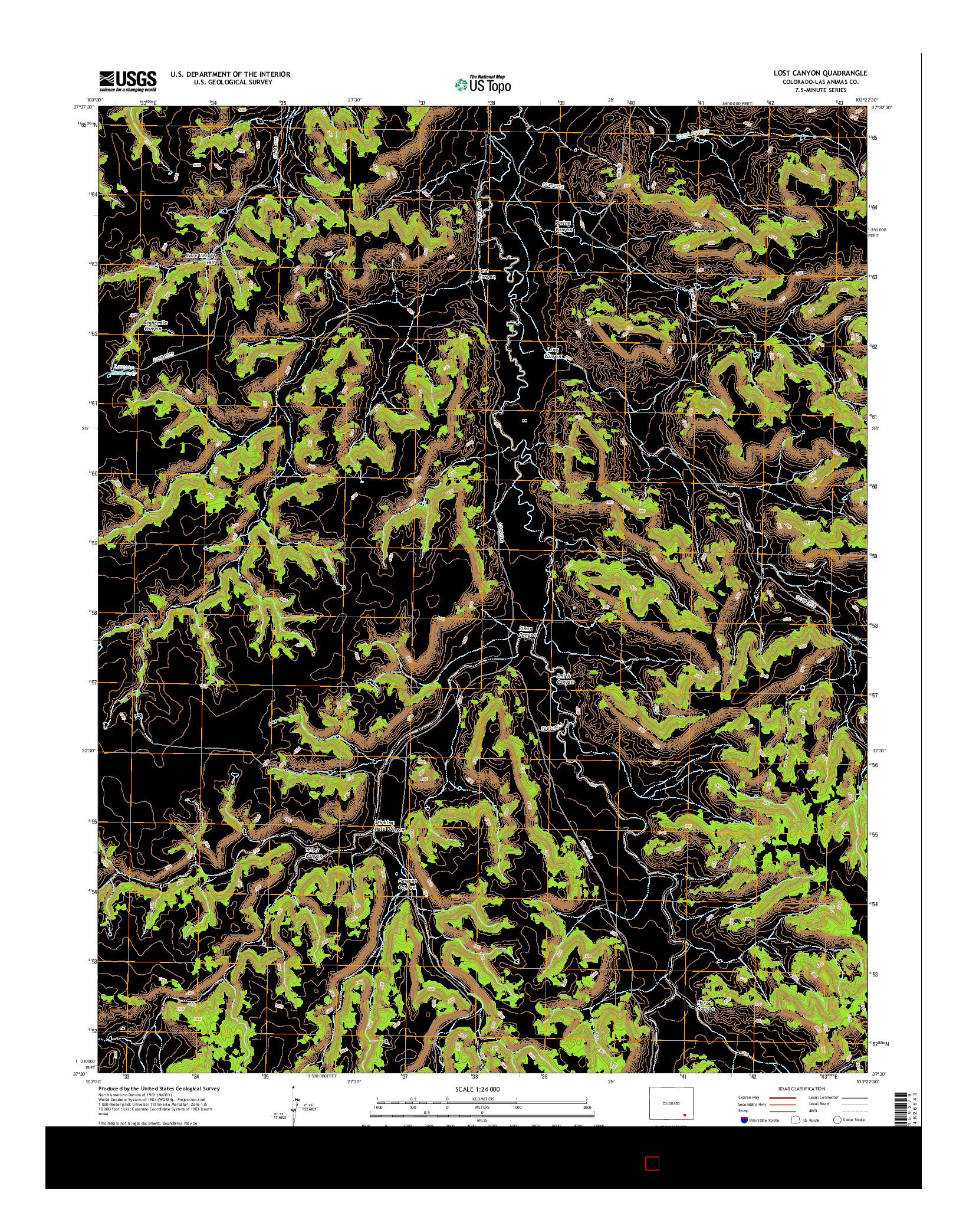 USGS US TOPO 7.5-MINUTE MAP FOR LOST CANYON, CO 2016