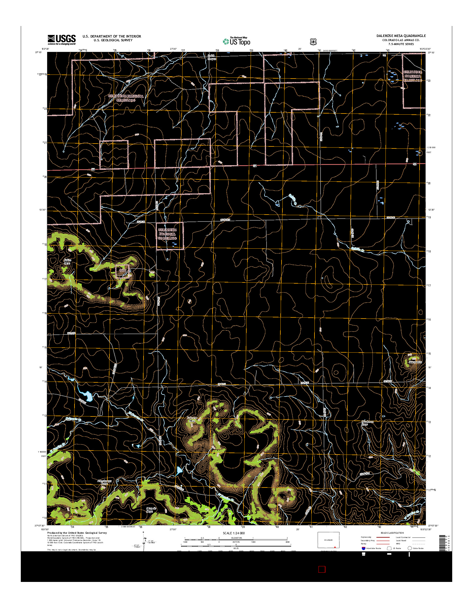 USGS US TOPO 7.5-MINUTE MAP FOR DALEROSE MESA, CO 2016