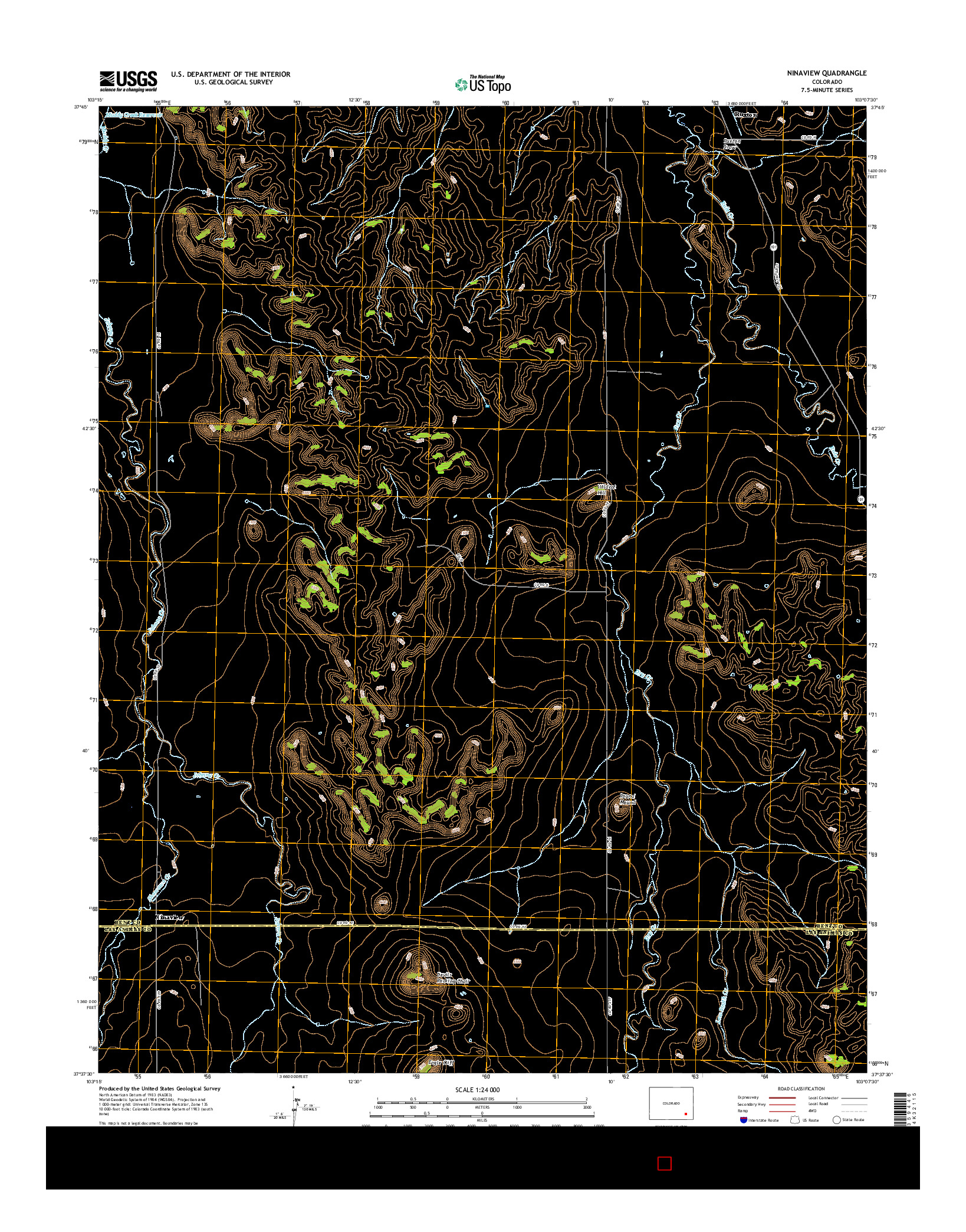 USGS US TOPO 7.5-MINUTE MAP FOR NINAVIEW, CO 2016