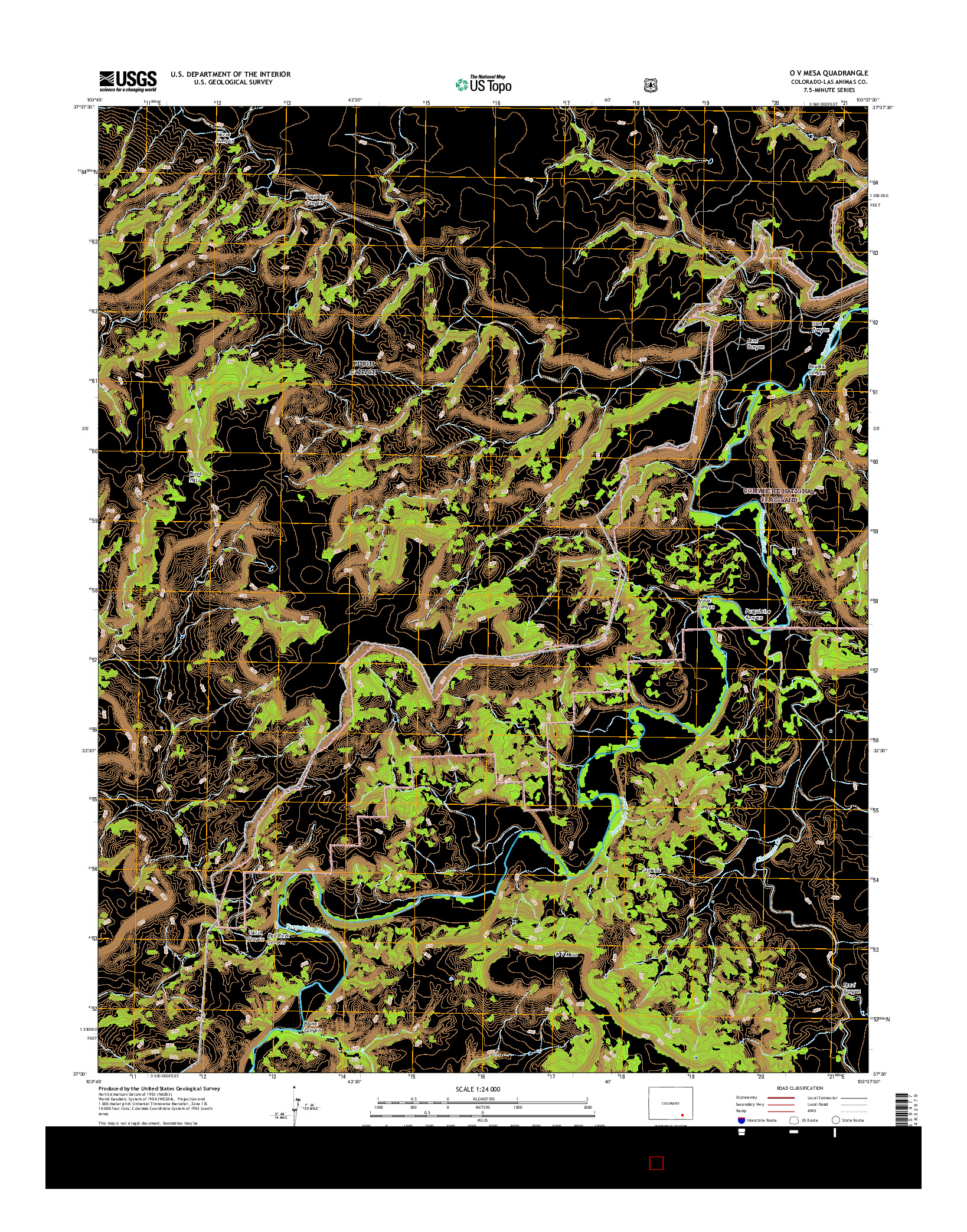 USGS US TOPO 7.5-MINUTE MAP FOR O V MESA, CO 2016