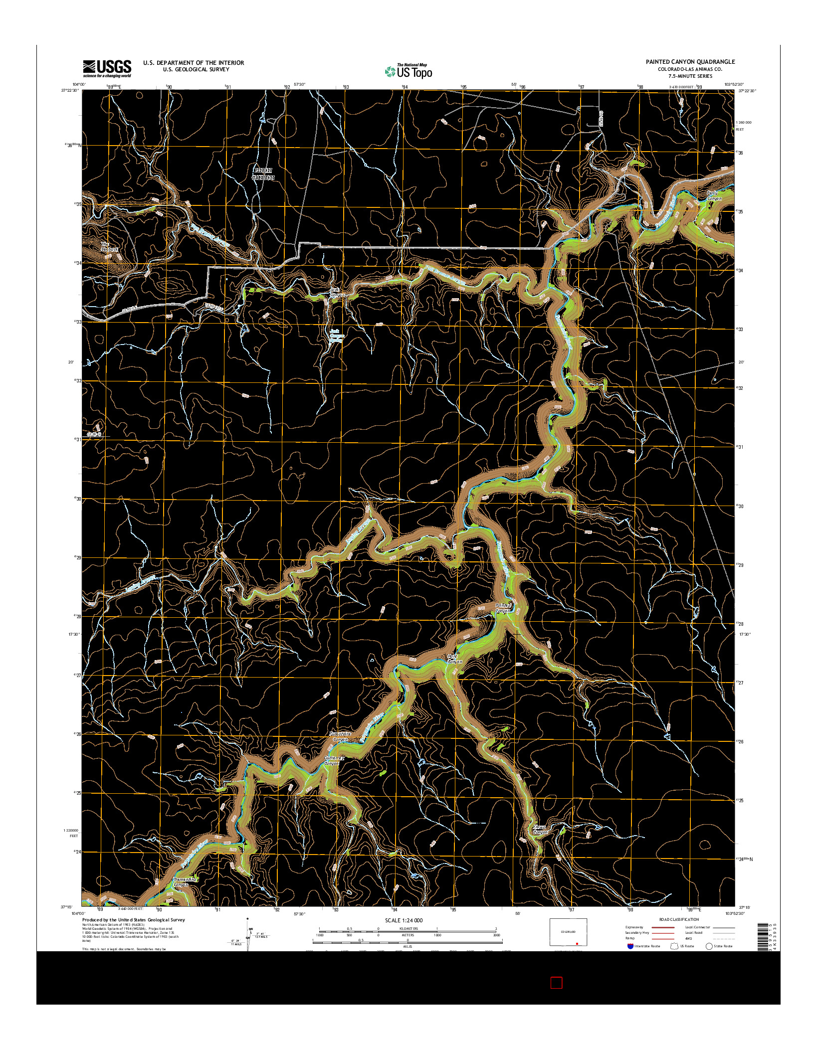 USGS US TOPO 7.5-MINUTE MAP FOR PAINTED CANYON, CO 2016