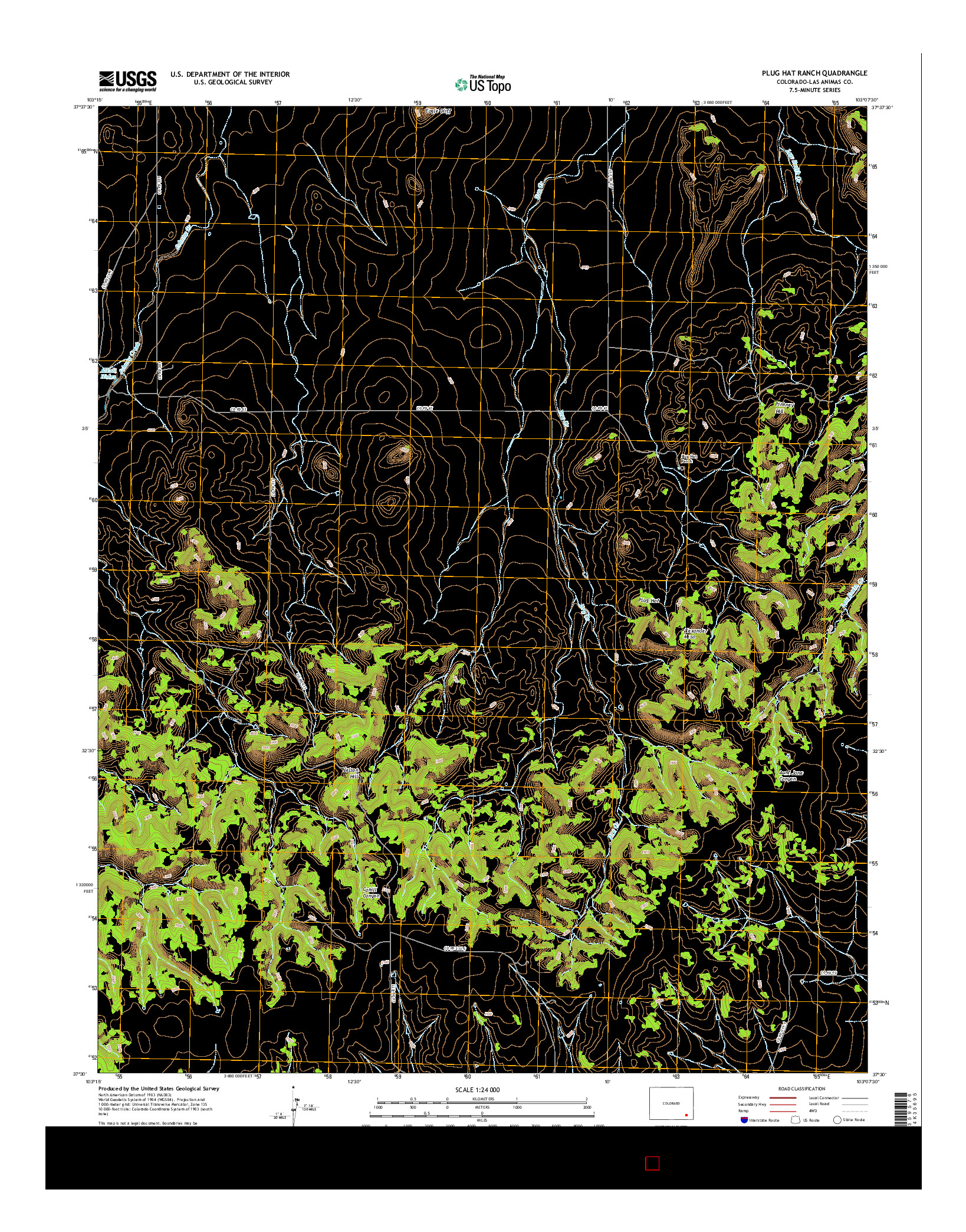 USGS US TOPO 7.5-MINUTE MAP FOR PLUG HAT RANCH, CO 2016