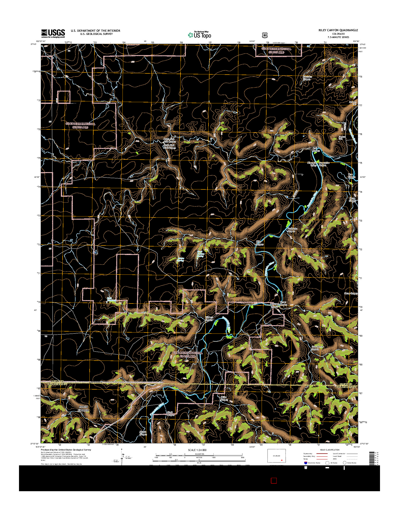 USGS US TOPO 7.5-MINUTE MAP FOR RILEY CANYON, CO 2016