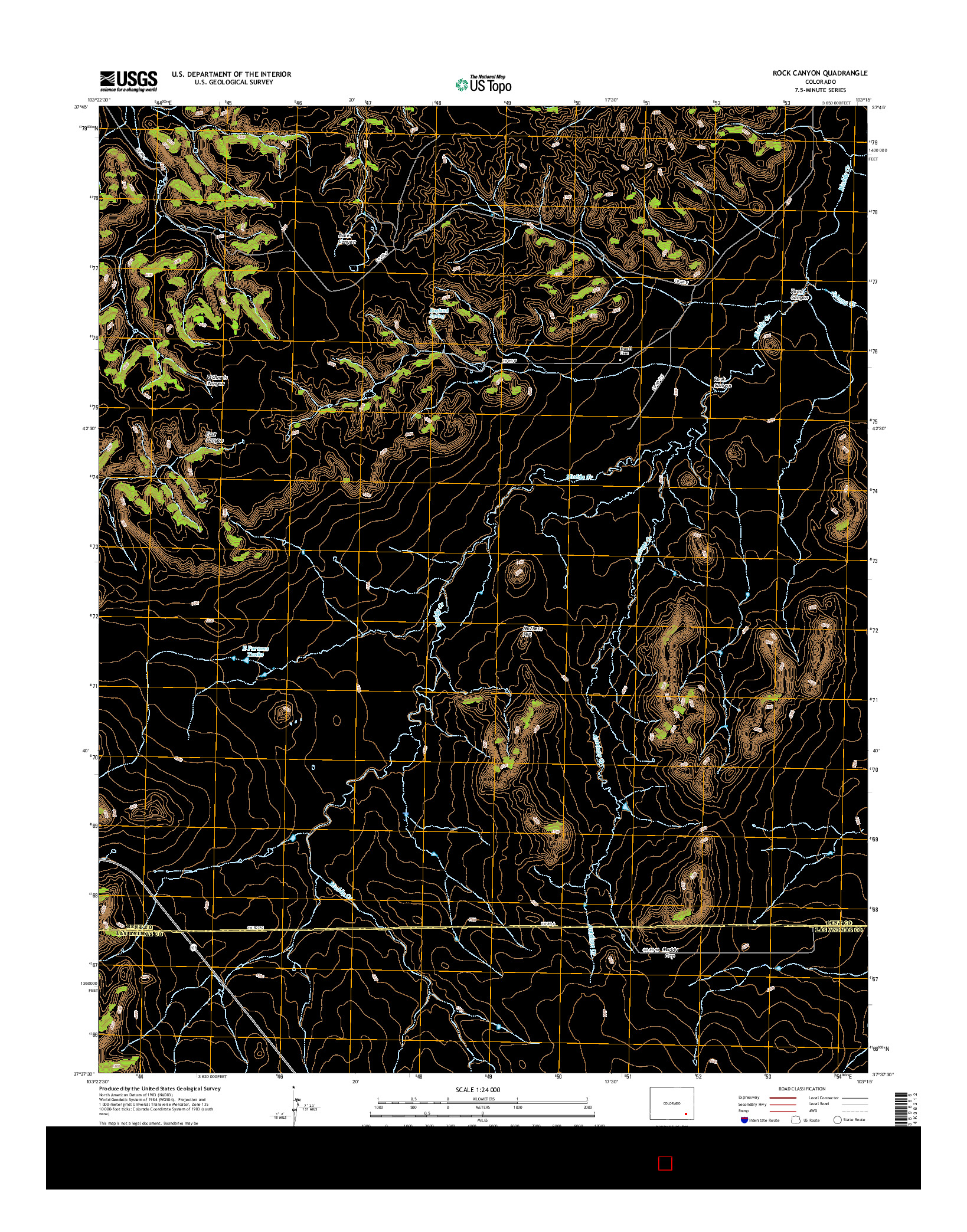 USGS US TOPO 7.5-MINUTE MAP FOR ROCK CANYON, CO 2016