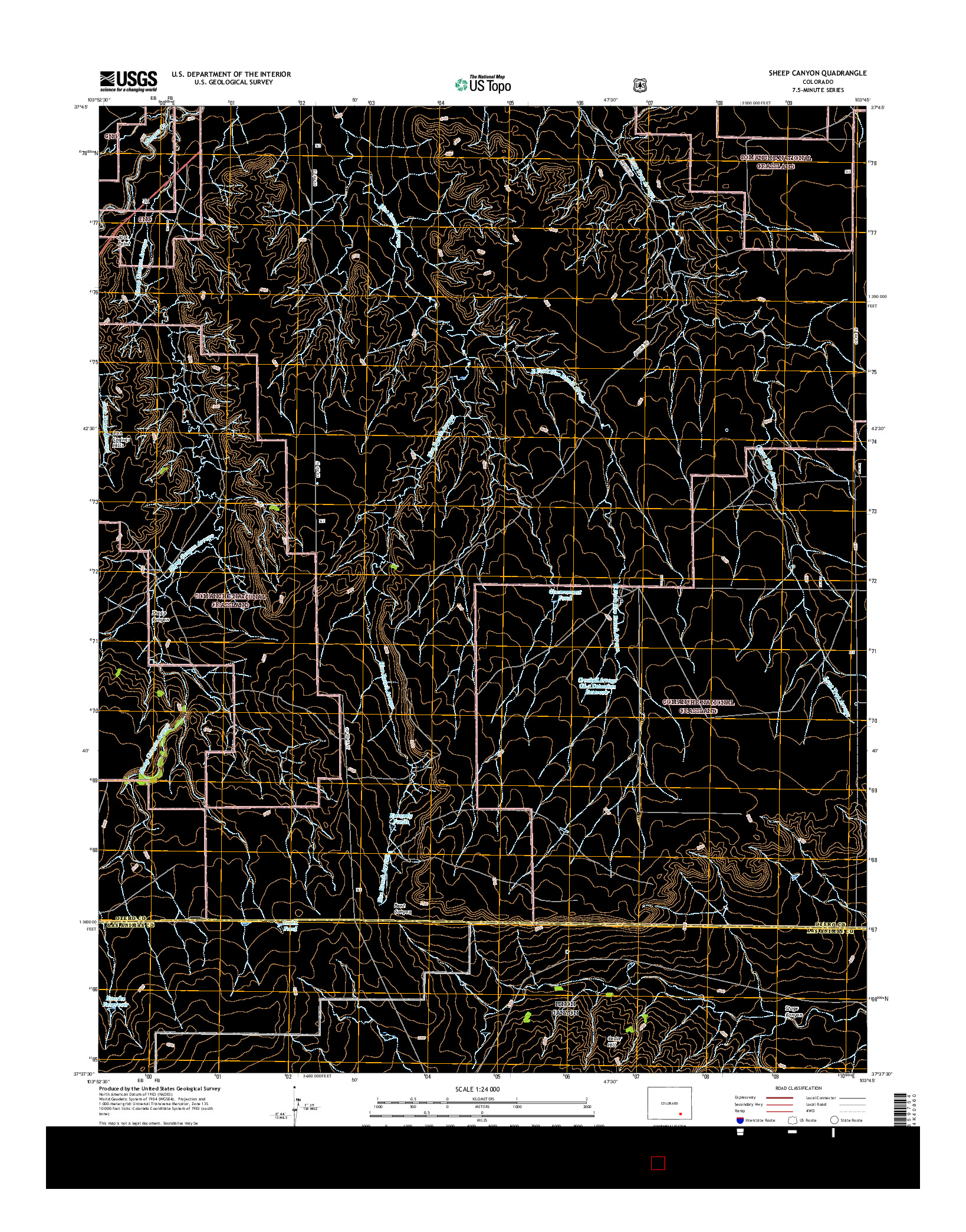 USGS US TOPO 7.5-MINUTE MAP FOR SHEEP CANYON, CO 2016
