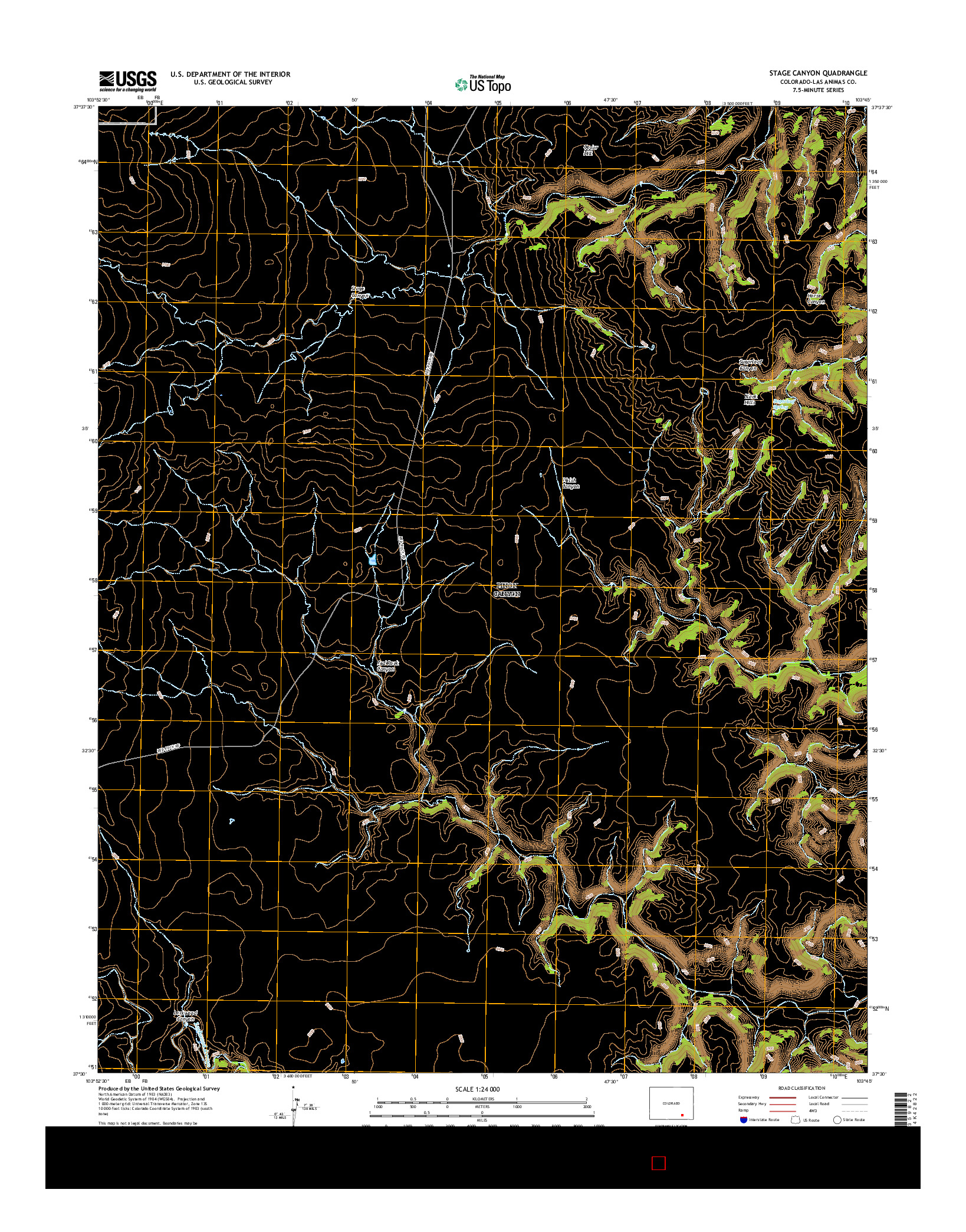 USGS US TOPO 7.5-MINUTE MAP FOR STAGE CANYON, CO 2016