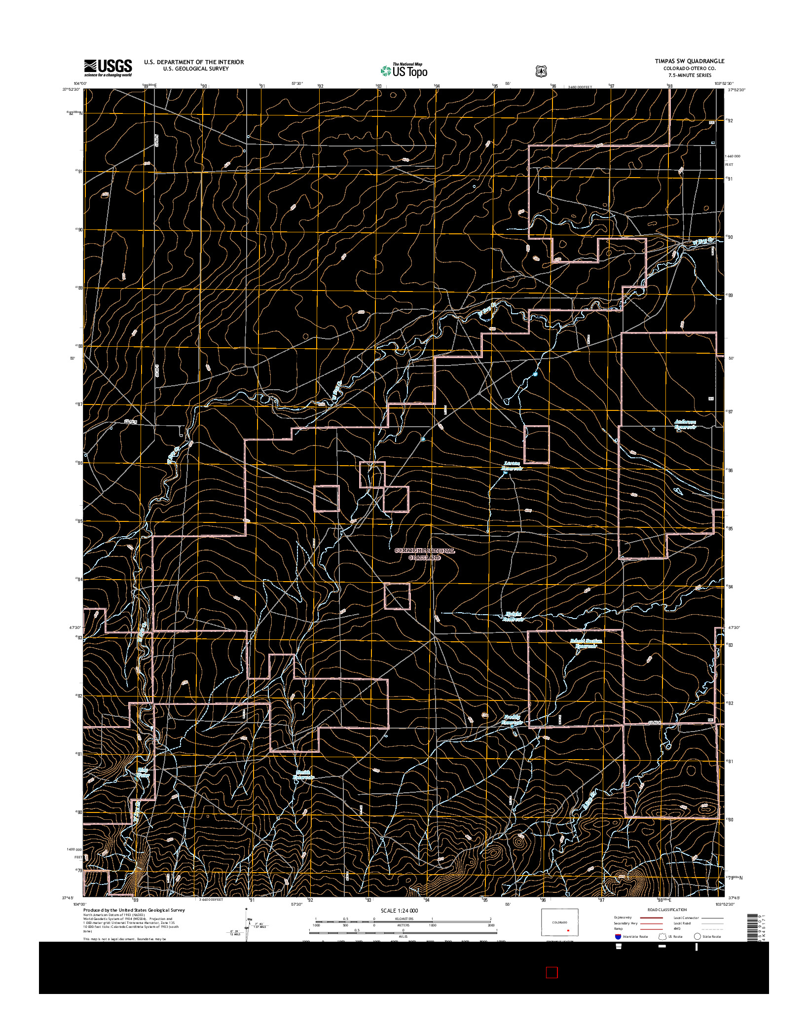 USGS US TOPO 7.5-MINUTE MAP FOR TIMPAS SW, CO 2016