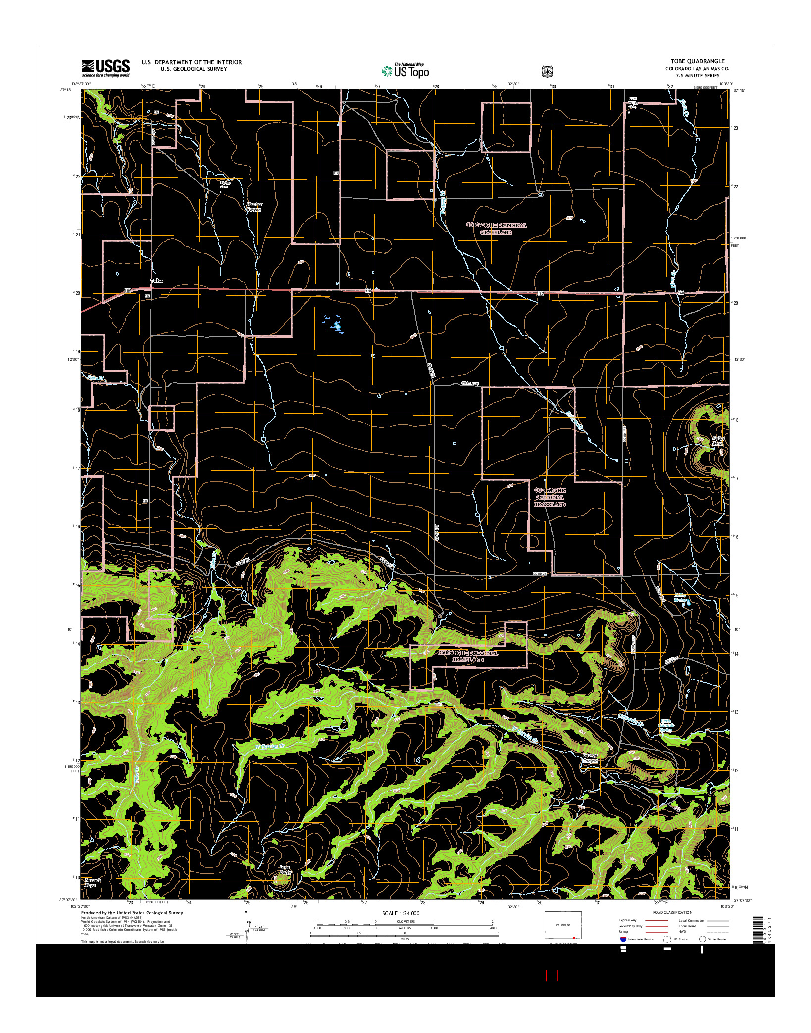 USGS US TOPO 7.5-MINUTE MAP FOR TOBE, CO 2016