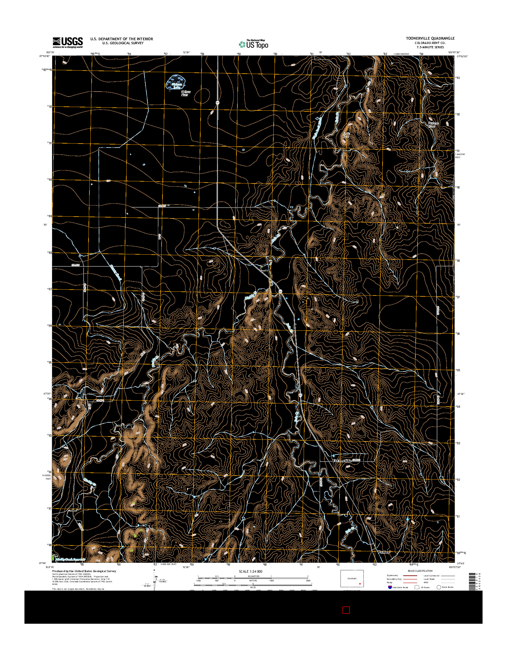 USGS US TOPO 7.5-MINUTE MAP FOR TOONERVILLE, CO 2016