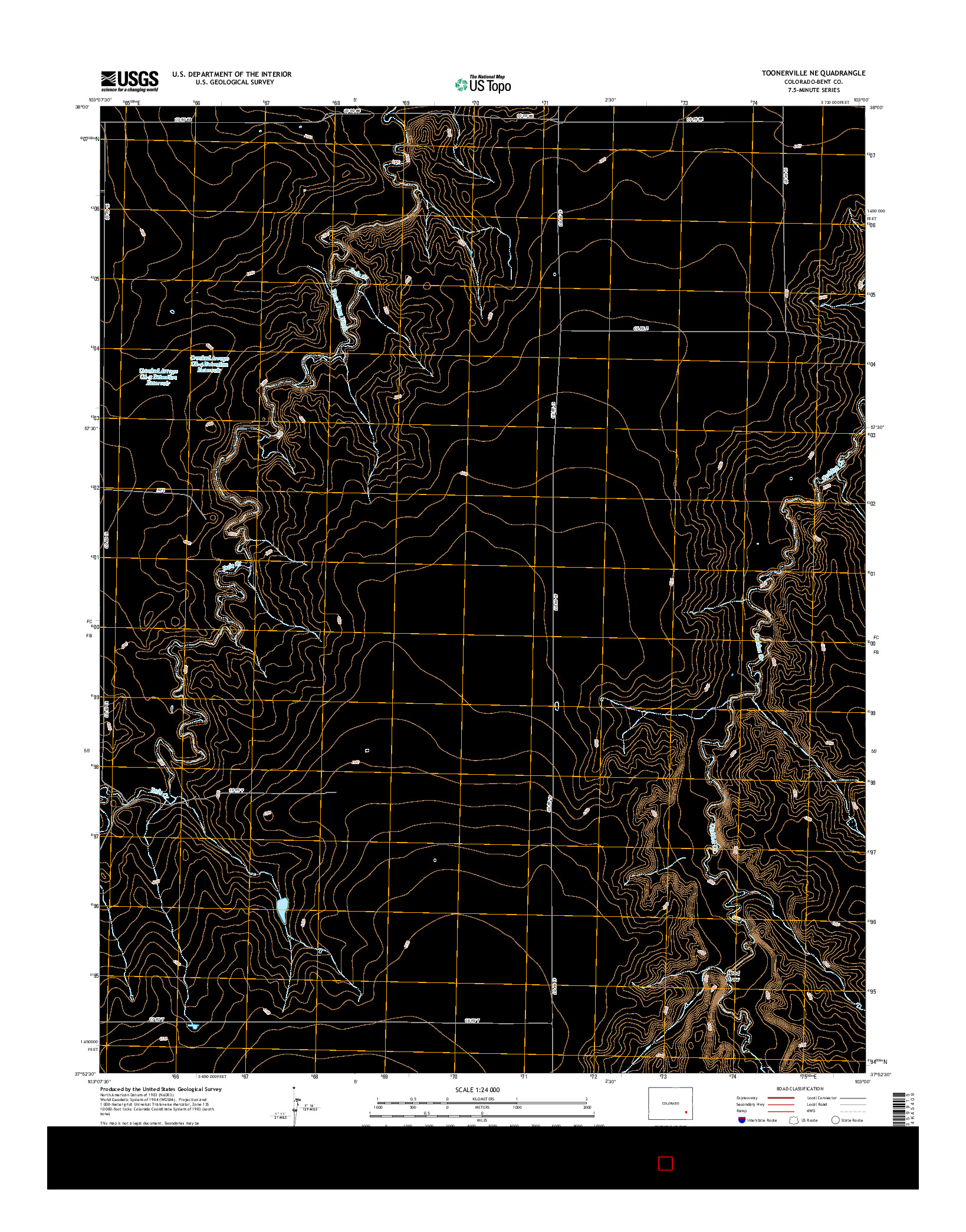 USGS US TOPO 7.5-MINUTE MAP FOR TOONERVILLE NE, CO 2016