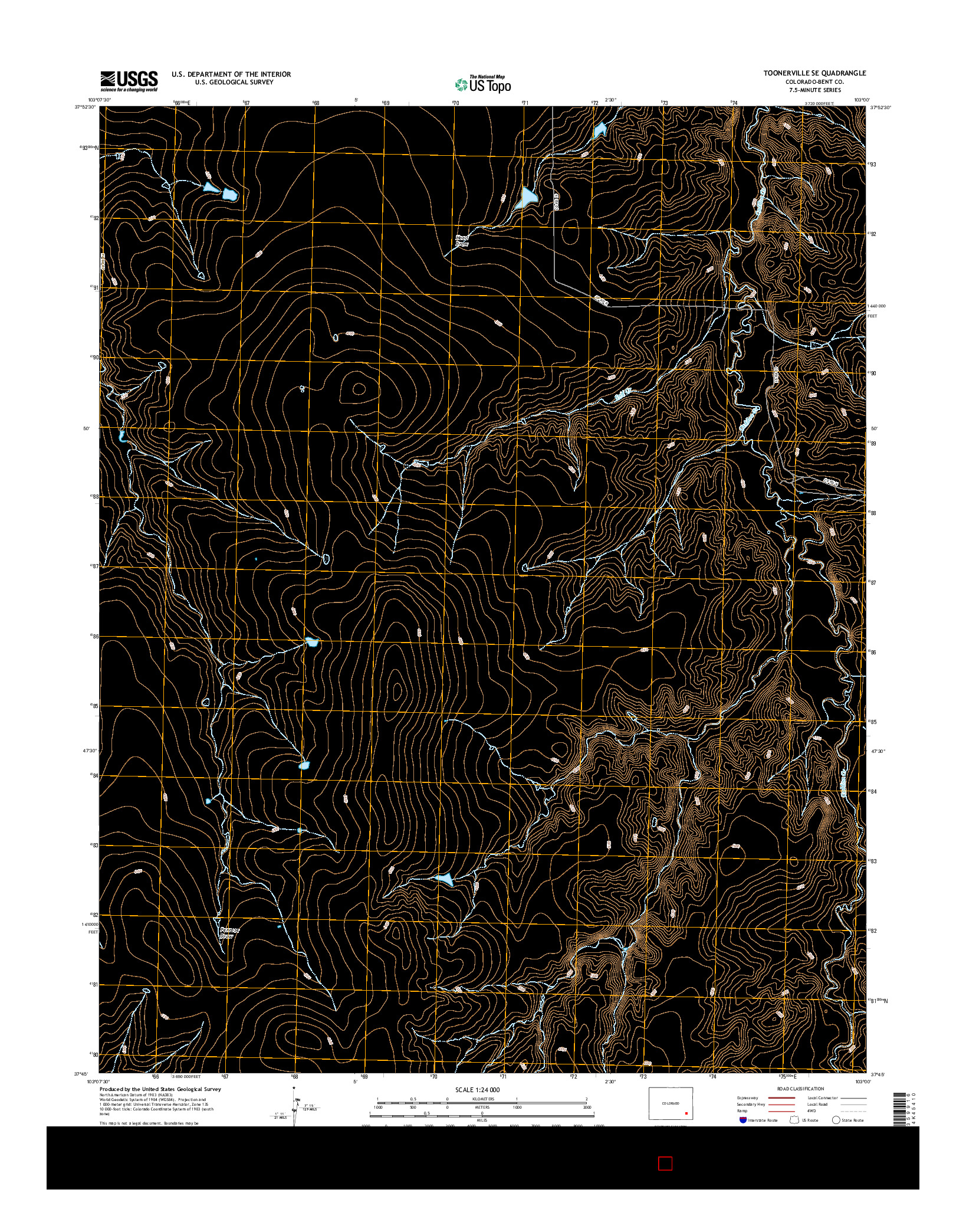 USGS US TOPO 7.5-MINUTE MAP FOR TOONERVILLE SE, CO 2016