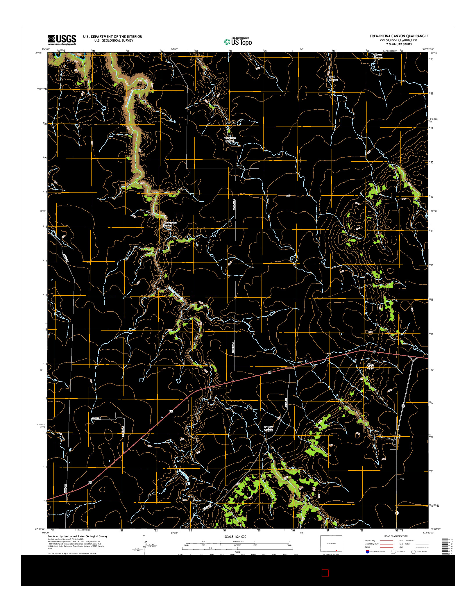 USGS US TOPO 7.5-MINUTE MAP FOR TREMENTINA CANYON, CO 2016