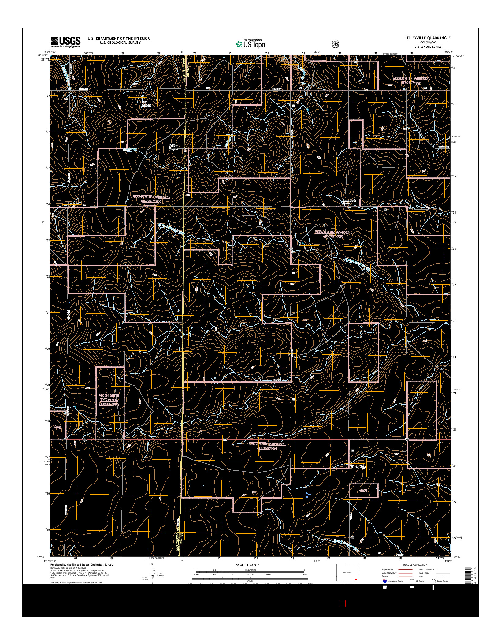 USGS US TOPO 7.5-MINUTE MAP FOR UTLEYVILLE, CO 2016