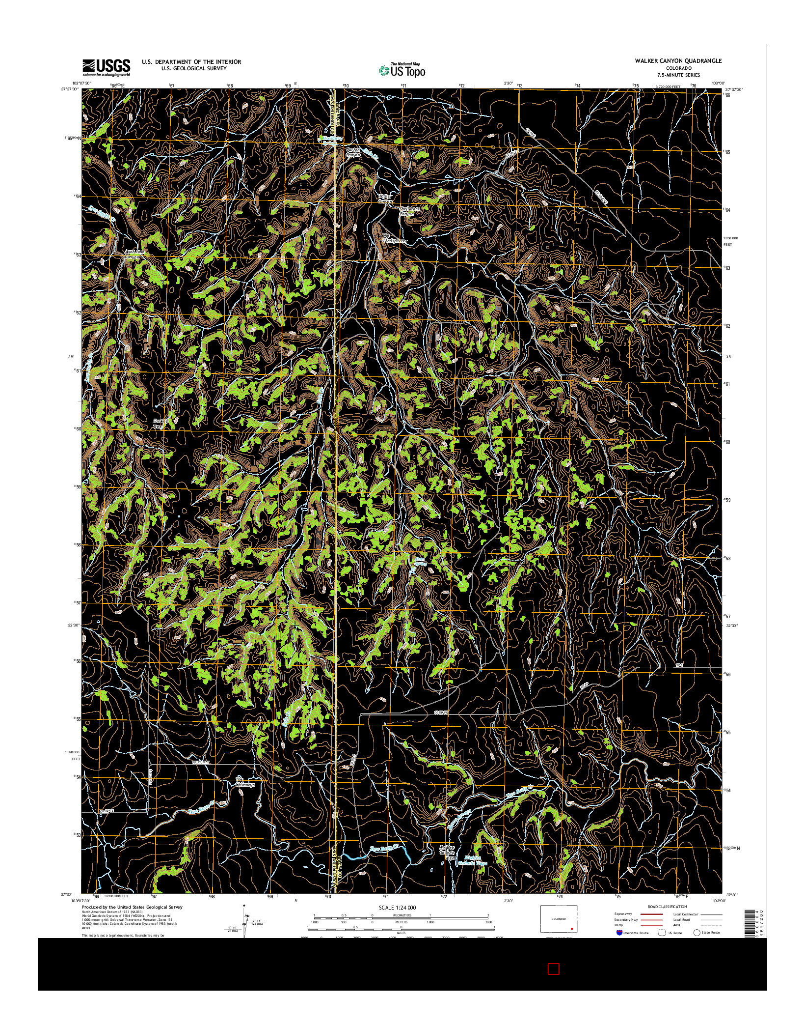 USGS US TOPO 7.5-MINUTE MAP FOR WALKER CANYON, CO 2016