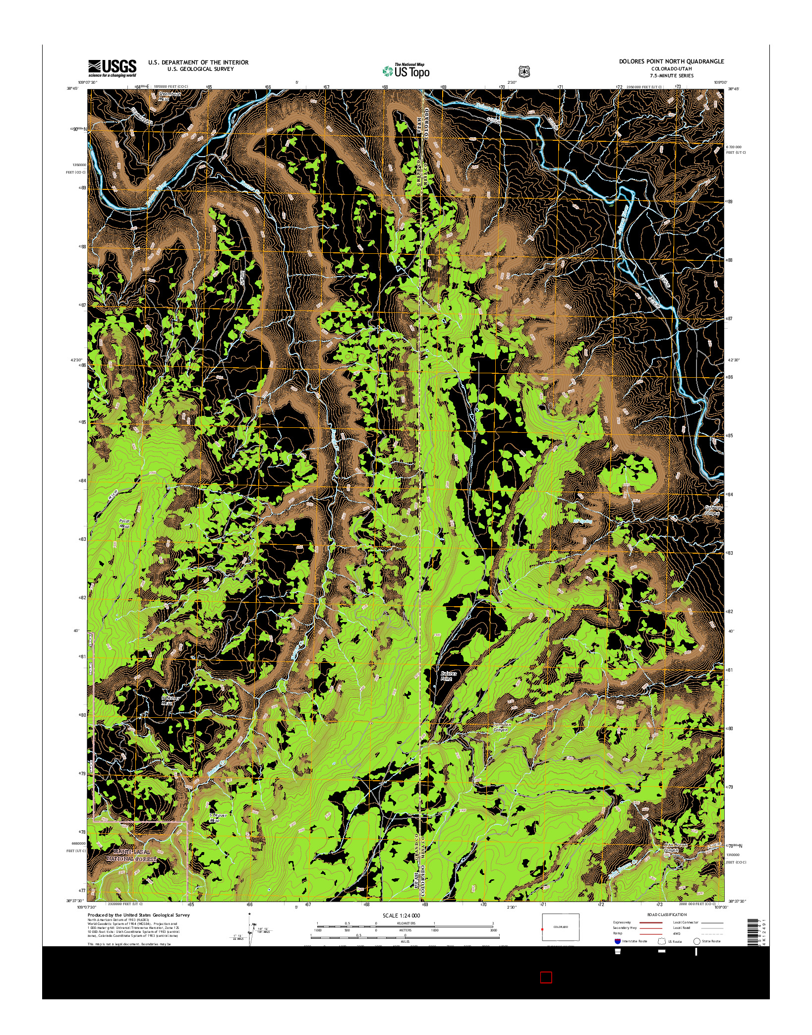USGS US TOPO 7.5-MINUTE MAP FOR DOLORES POINT NORTH, CO-UT 2016
