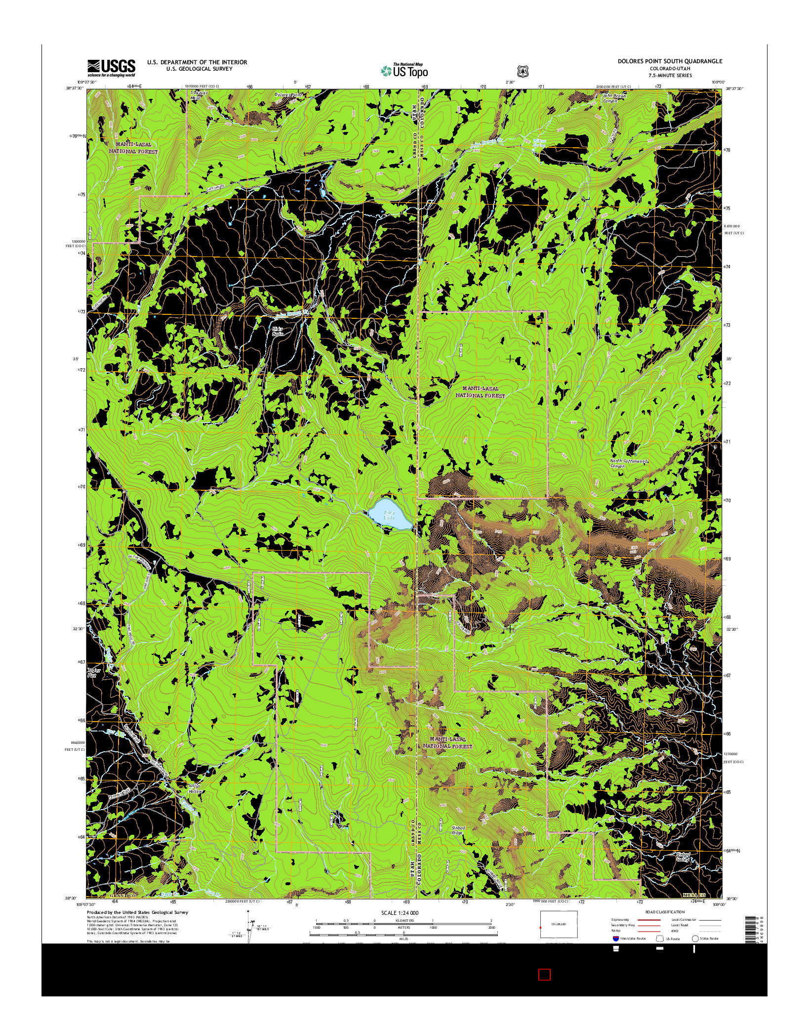 USGS US TOPO 7.5-MINUTE MAP FOR DOLORES POINT SOUTH, CO-UT 2016