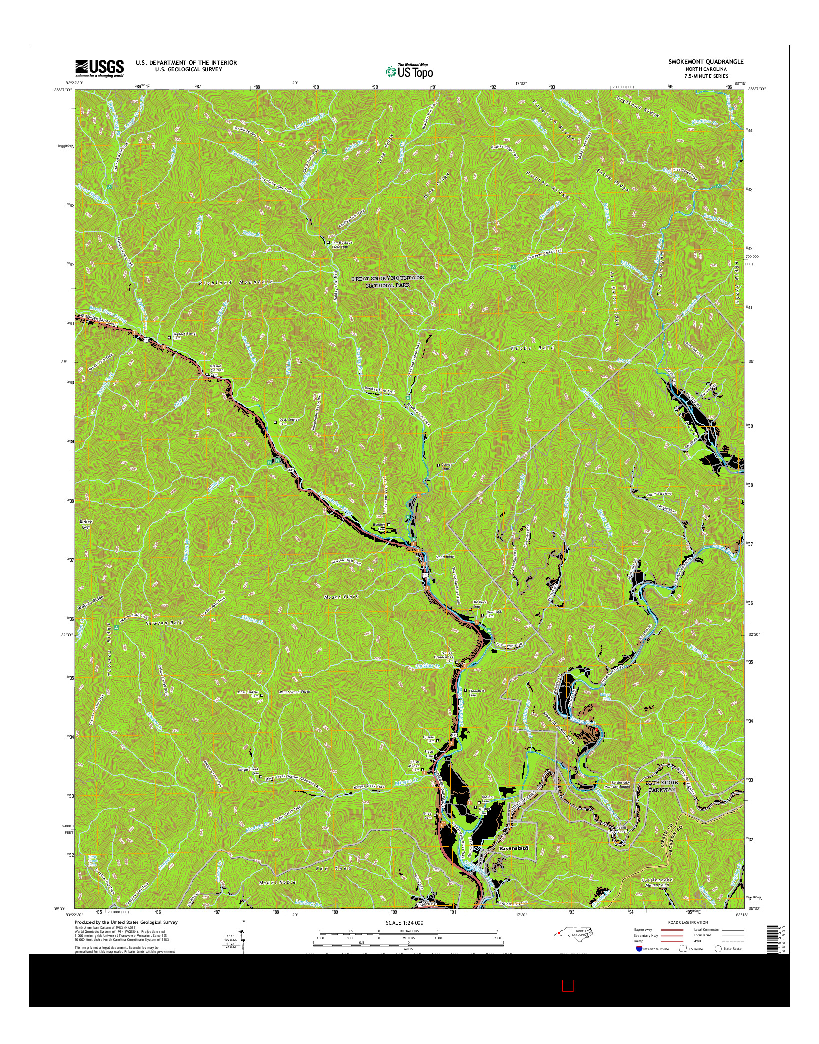 USGS US TOPO 7.5-MINUTE MAP FOR SMOKEMONT, NC 2016