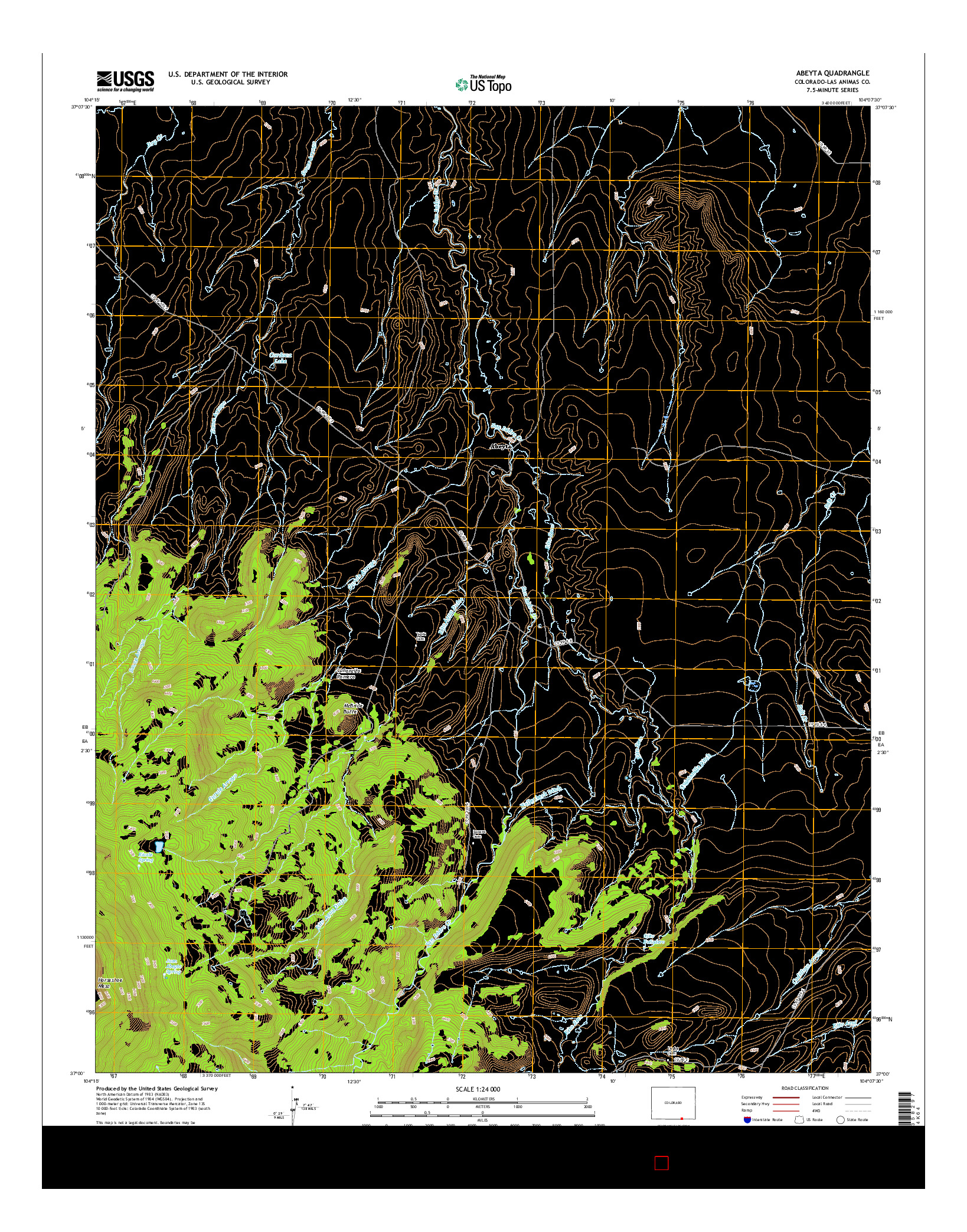 USGS US TOPO 7.5-MINUTE MAP FOR ABEYTA, CO 2016