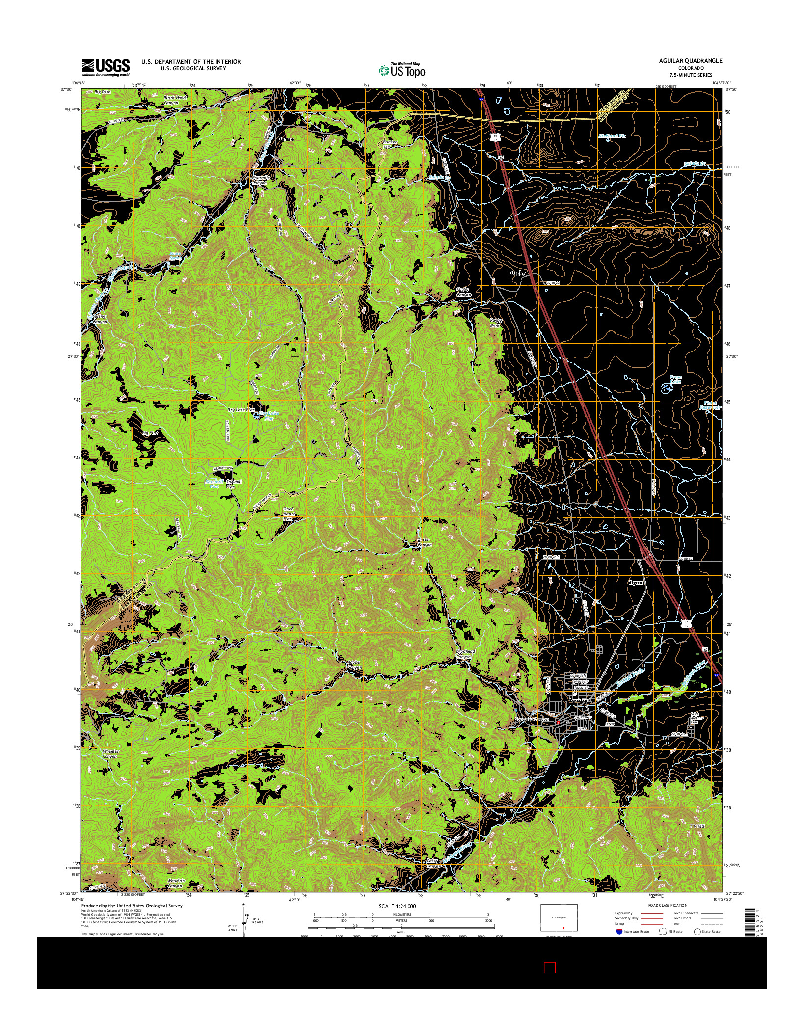 USGS US TOPO 7.5-MINUTE MAP FOR AGUILAR, CO 2016