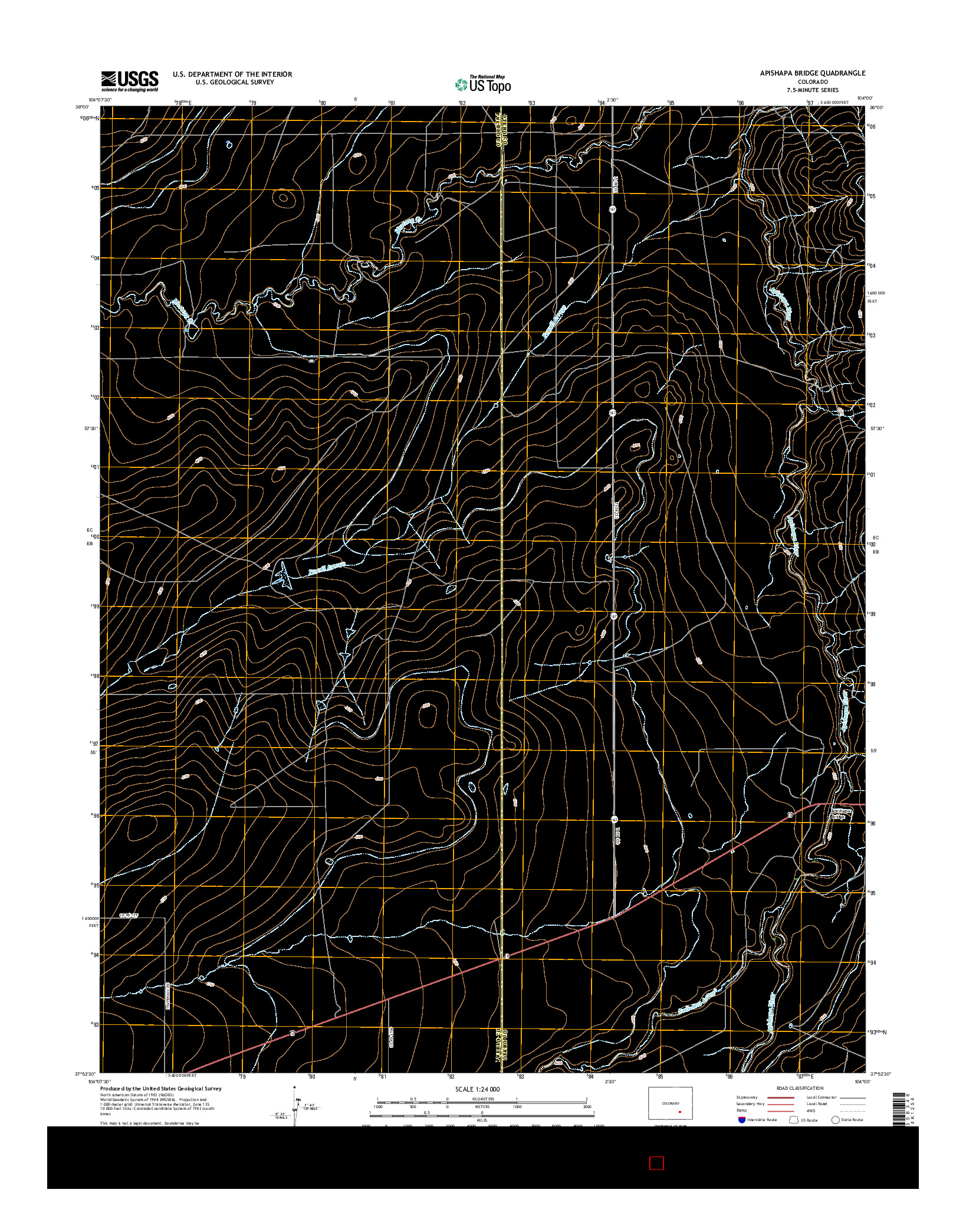 USGS US TOPO 7.5-MINUTE MAP FOR APISHAPA BRIDGE, CO 2016