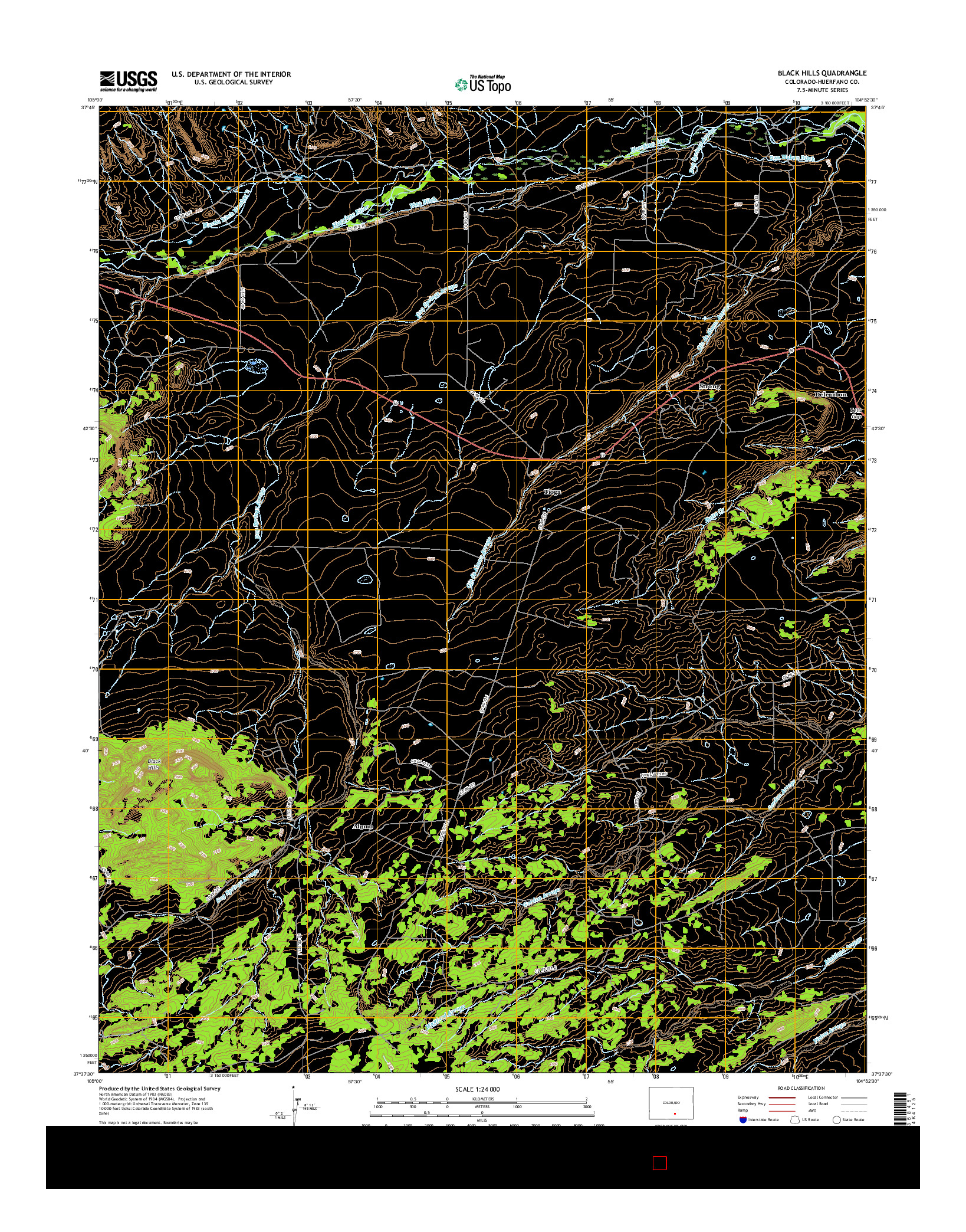 USGS US TOPO 7.5-MINUTE MAP FOR BLACK HILLS, CO 2016