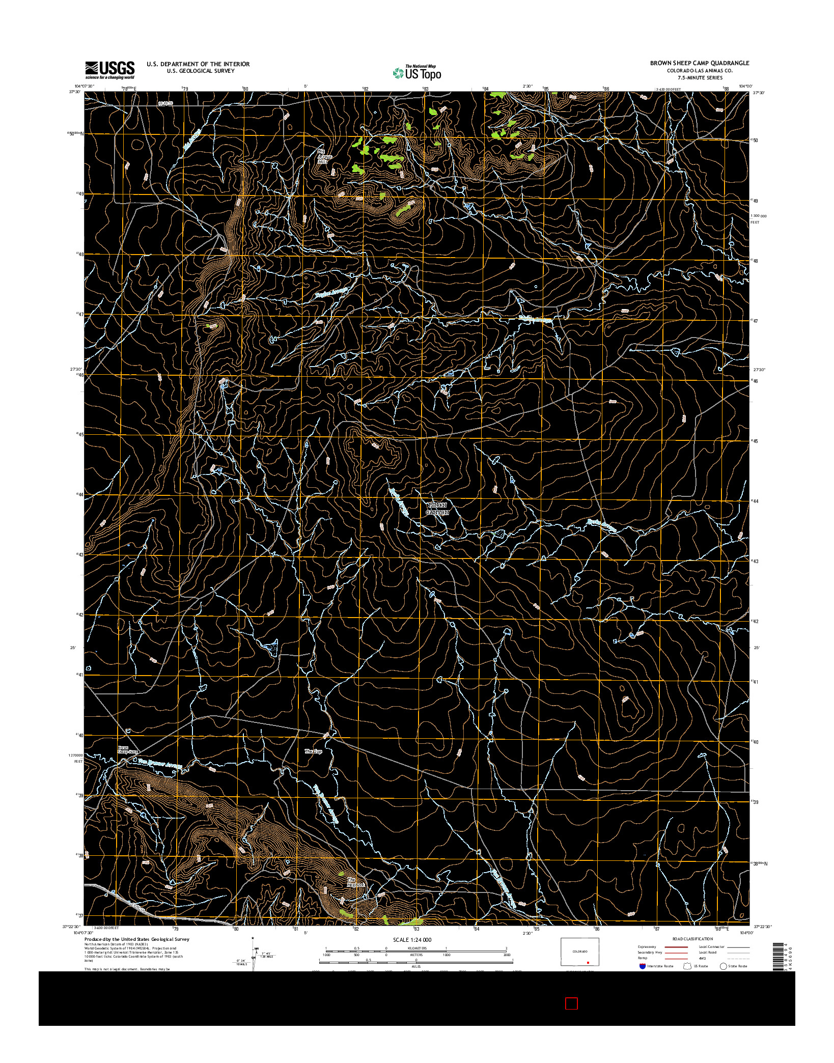 USGS US TOPO 7.5-MINUTE MAP FOR BROWN SHEEP CAMP, CO 2016