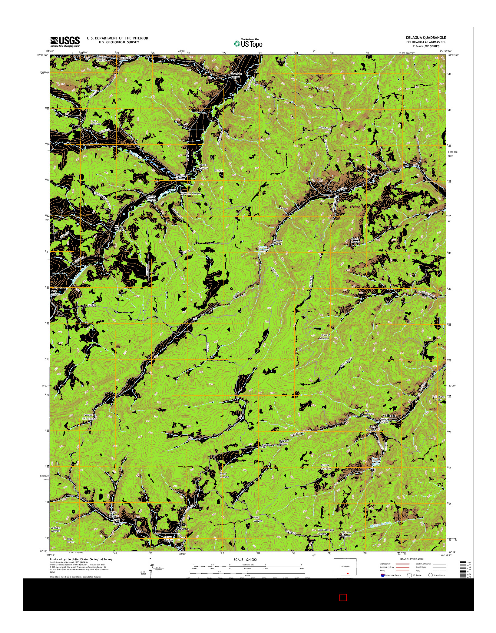 USGS US TOPO 7.5-MINUTE MAP FOR DELAGUA, CO 2016