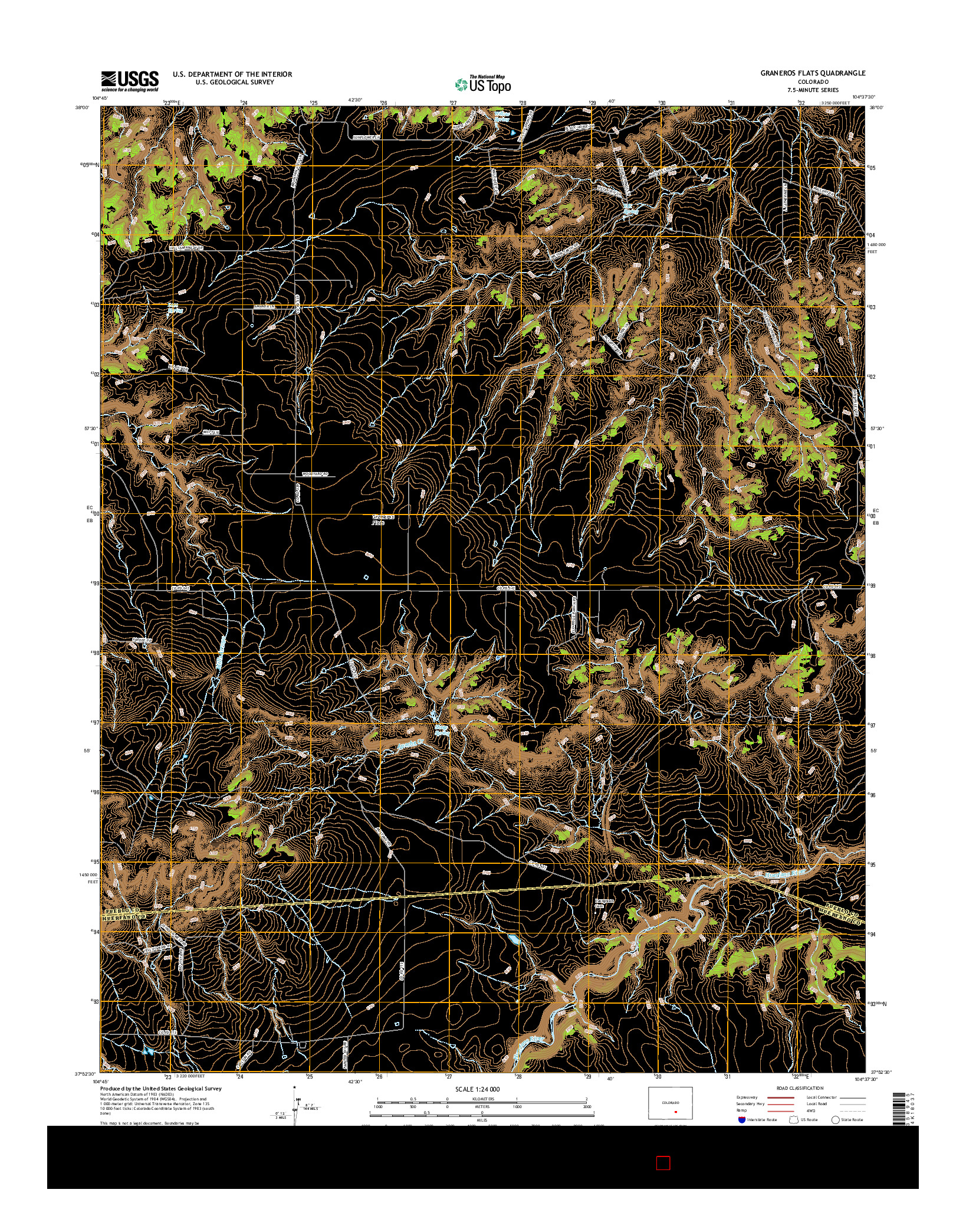 USGS US TOPO 7.5-MINUTE MAP FOR GRANEROS FLATS, CO 2016